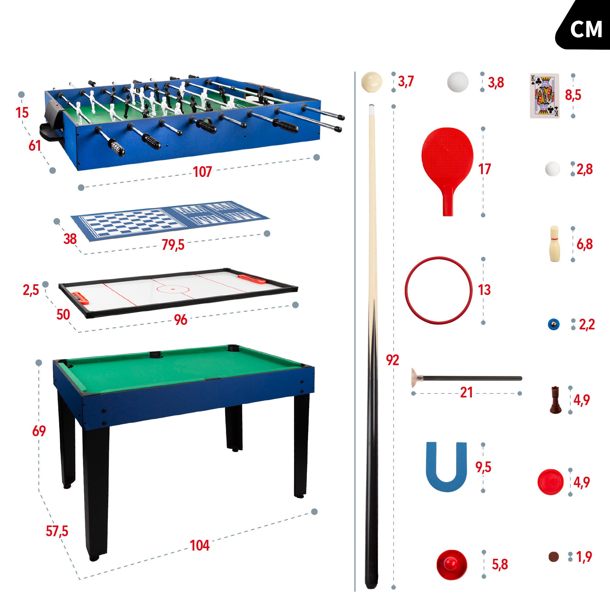 Mesa de bilhar multifuncional 12 em 1 da CB Games