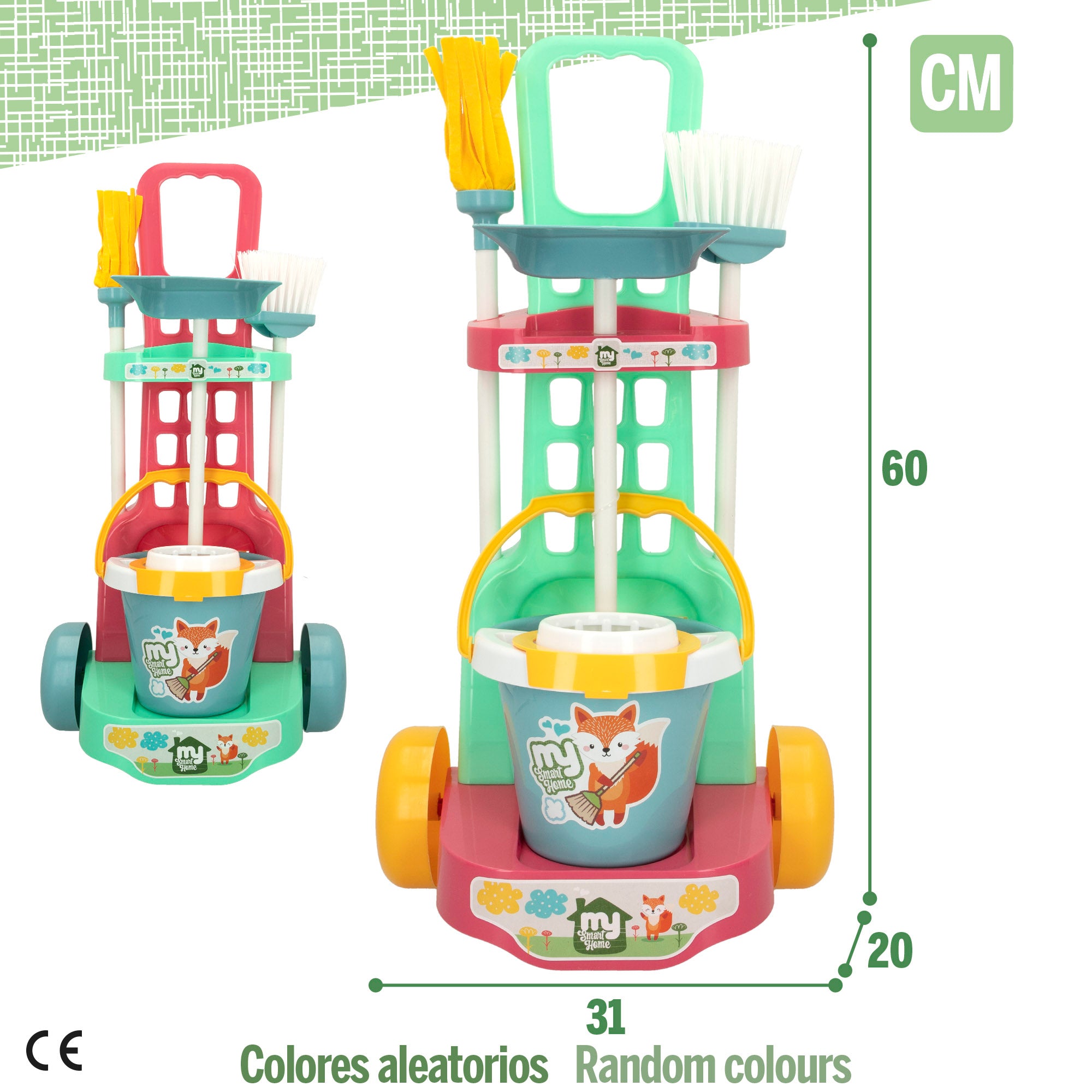 Carrinho de limpeza de brinquedos My Sweet Home com 5 utensílios