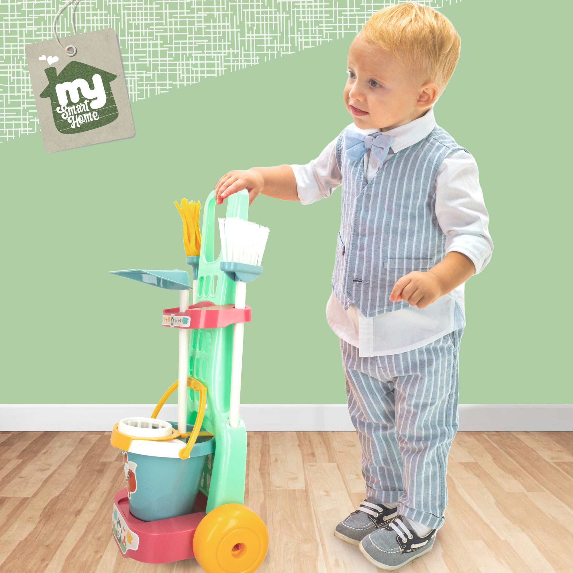 Carrinho de limpeza de brinquedos My Sweet Home com 5 utensílios