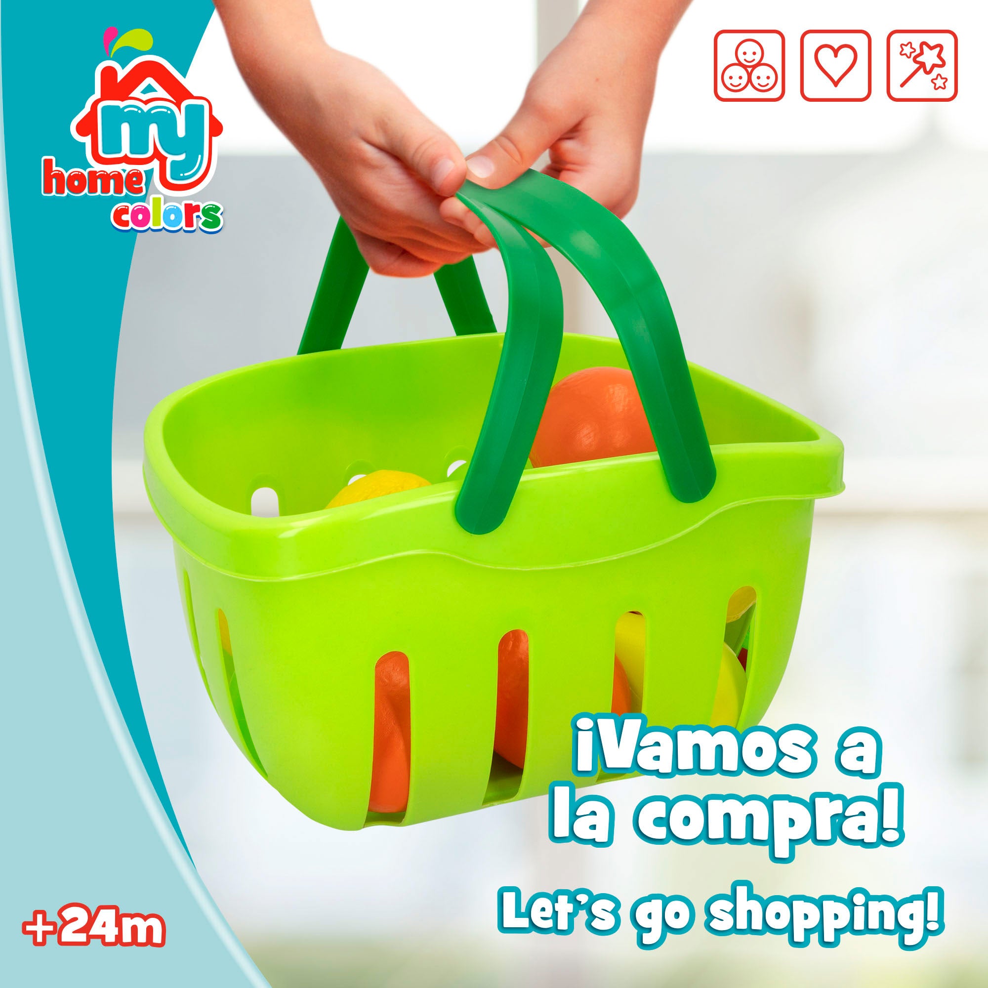 Cesta de frutas e legumes de brincar My Home Colors com 21 peças