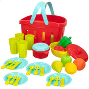 Cesta de 35 peças com comida e utensílios de cozinha de brincar da My Home Colors