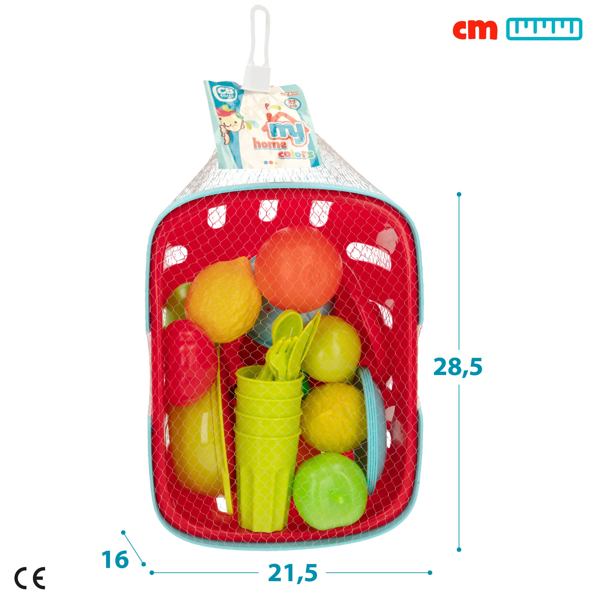 Cesta de 35 peças com comida e utensílios de cozinha de brincar da My Home Colors
