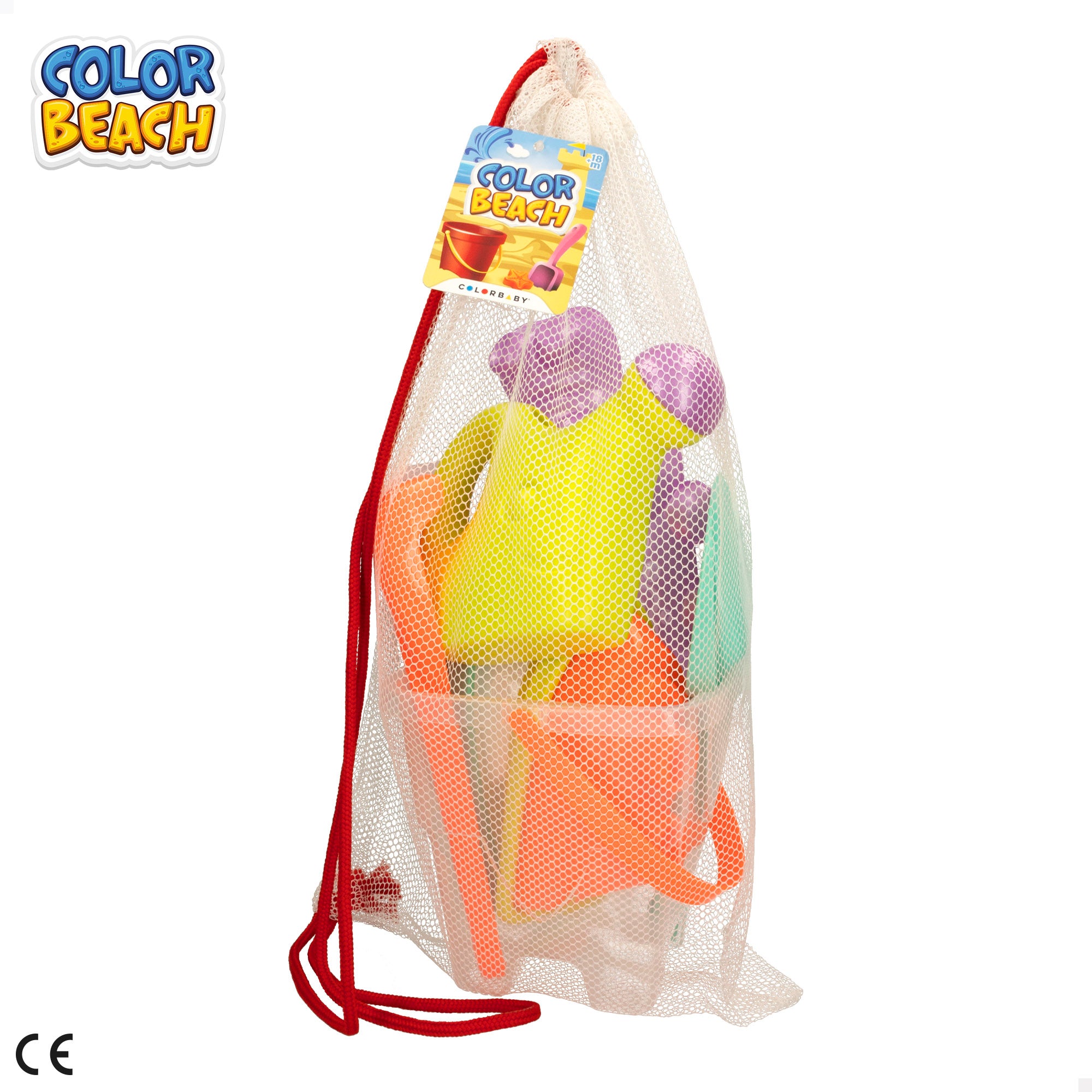 Conjunto de balde de cores de praia com acessórios