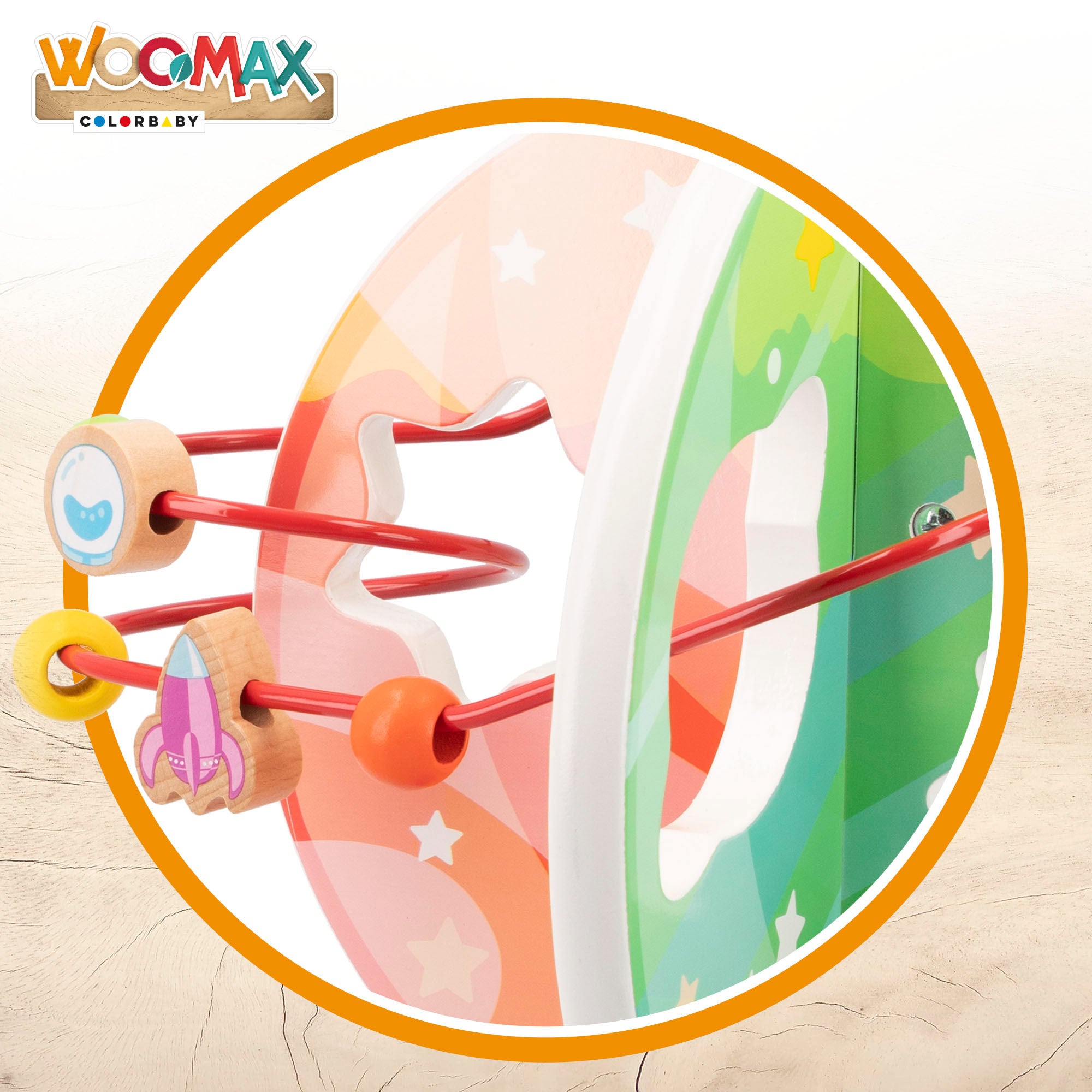WOOMAX Labirinto de Contas de Madeira com Planetas