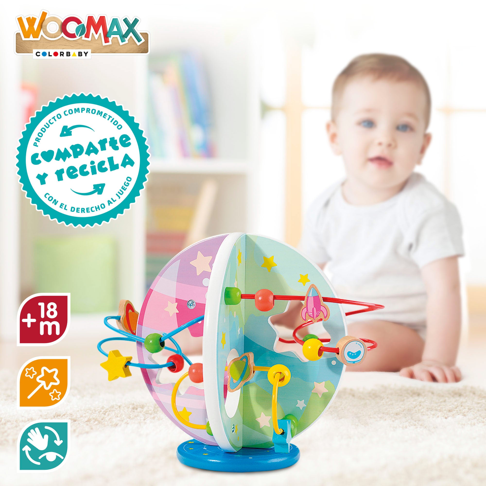 WOOMAX Labirinto de Contas de Madeira com Planetas