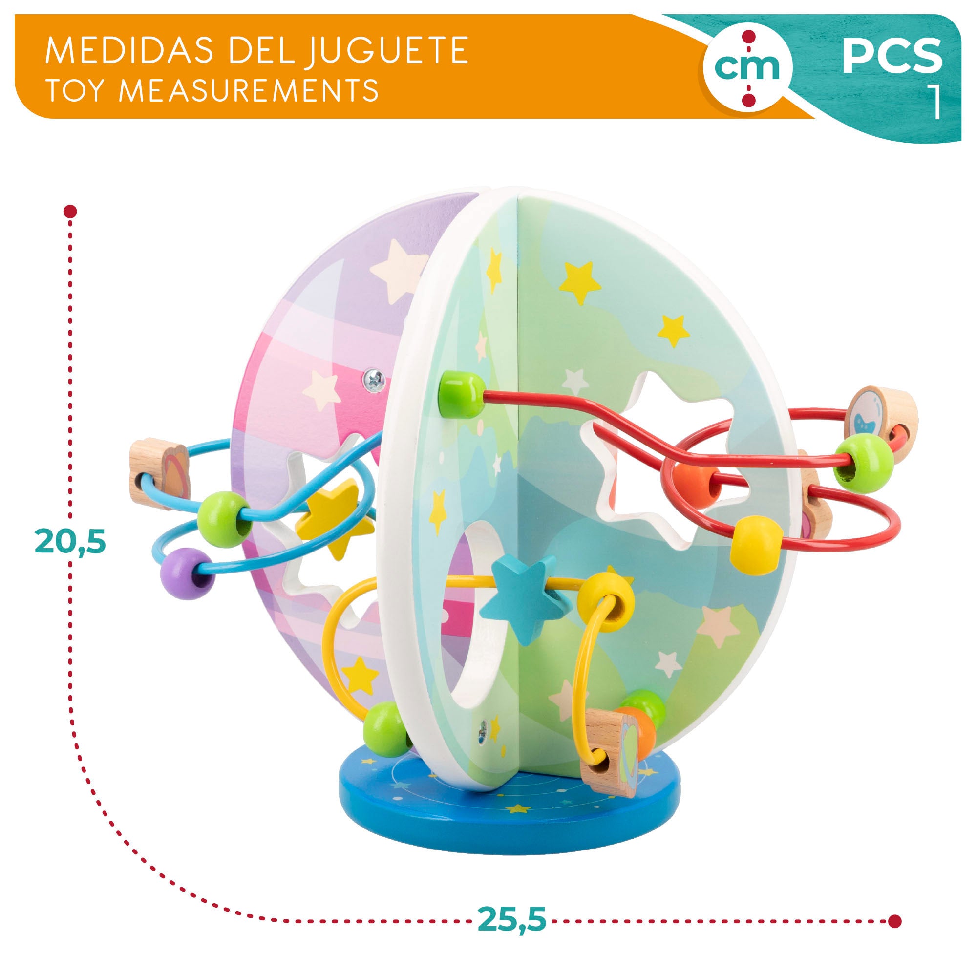 WOOMAX Labirinto de Contas de Madeira com Planetas