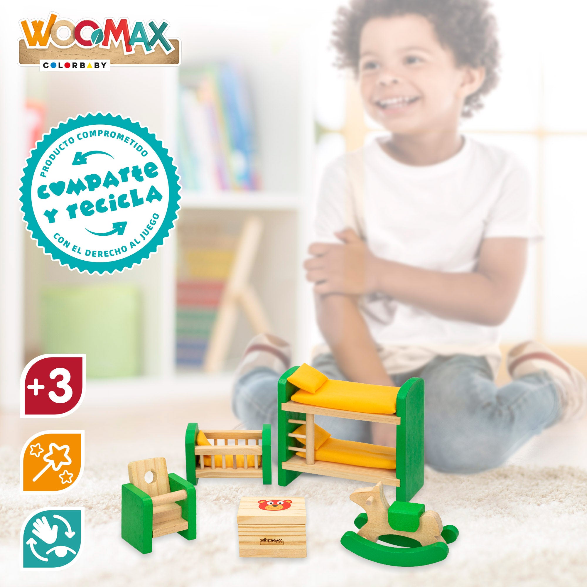 Conjunto de Mobiliário de Madeira para Casa de Bonecas WOOMAX