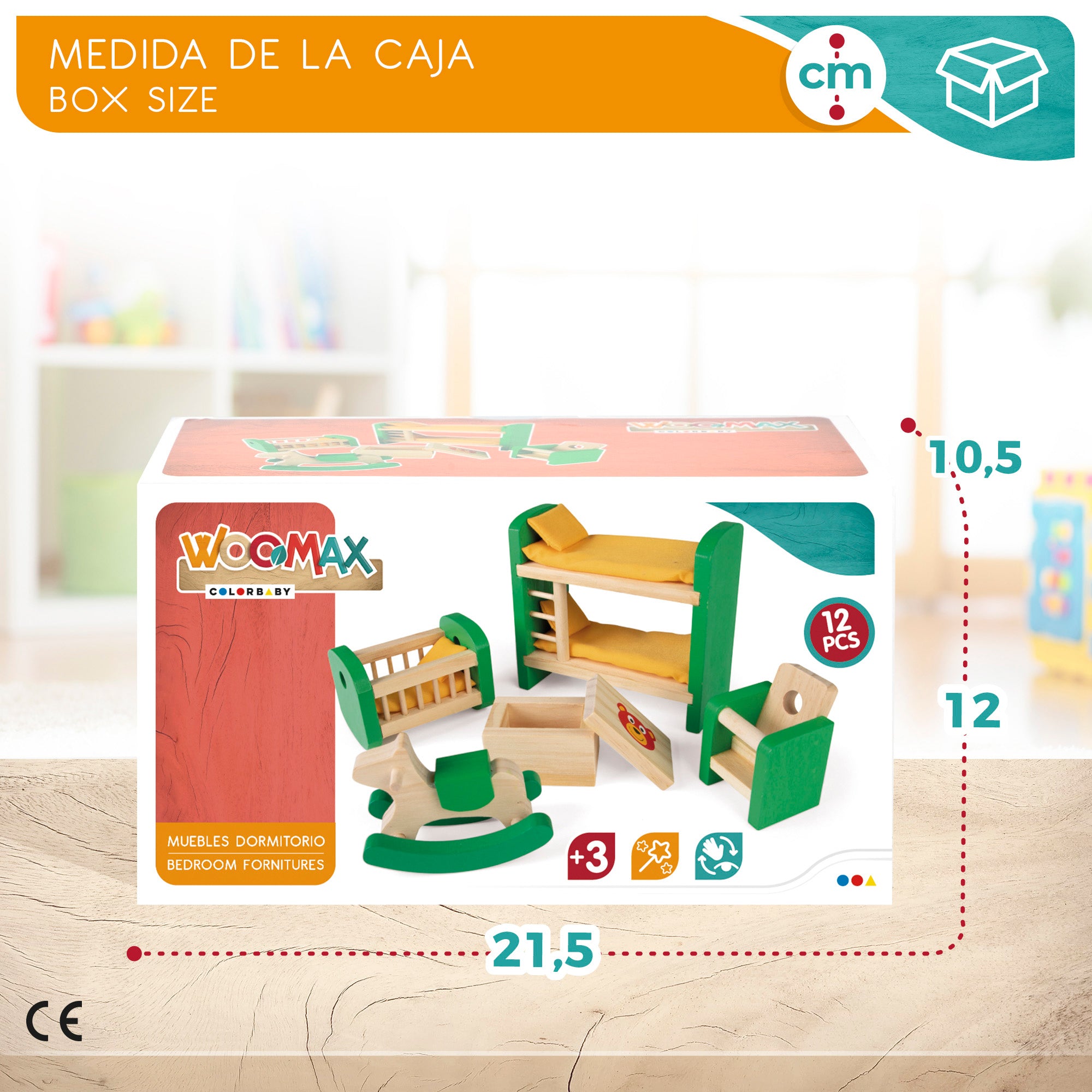 Conjunto de Mobiliário de Madeira para Casa de Bonecas WOOMAX