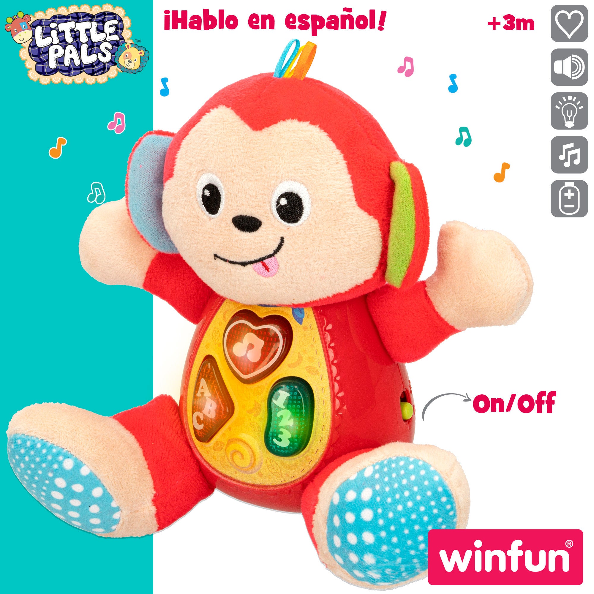 Brinquedo de peluche interativo Winfun com luz e som.