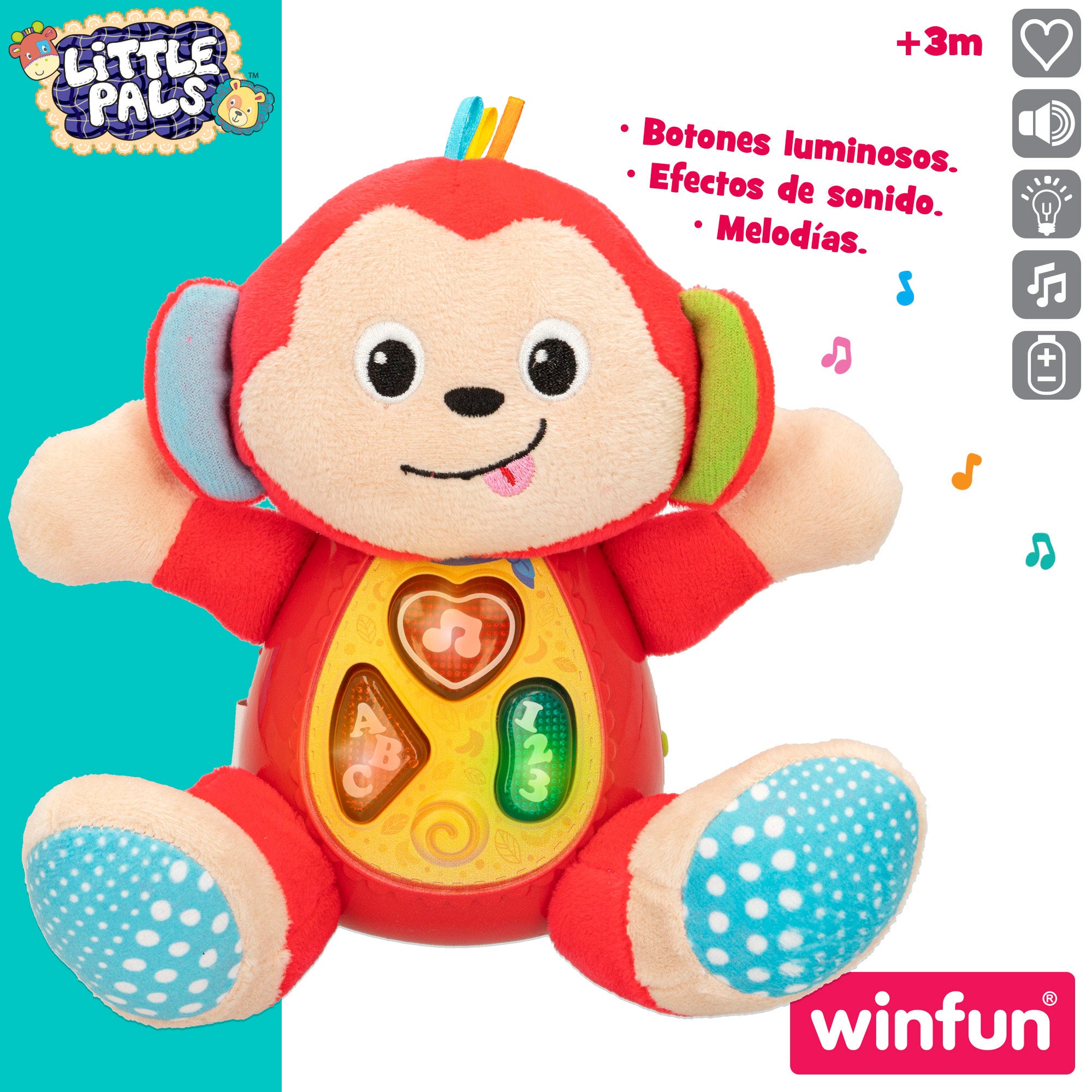 Brinquedo de peluche interativo Winfun com luz e som.