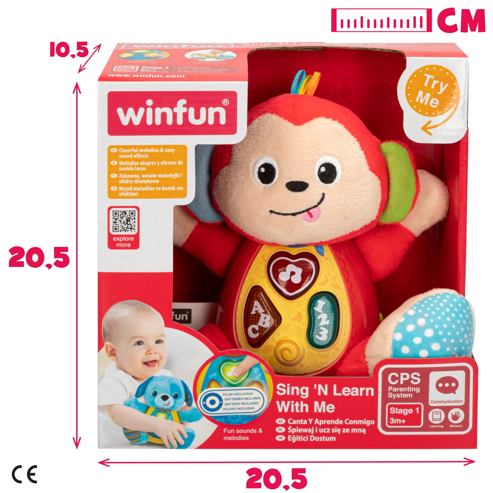 Brinquedo de peluche interativo Winfun com luz e som.