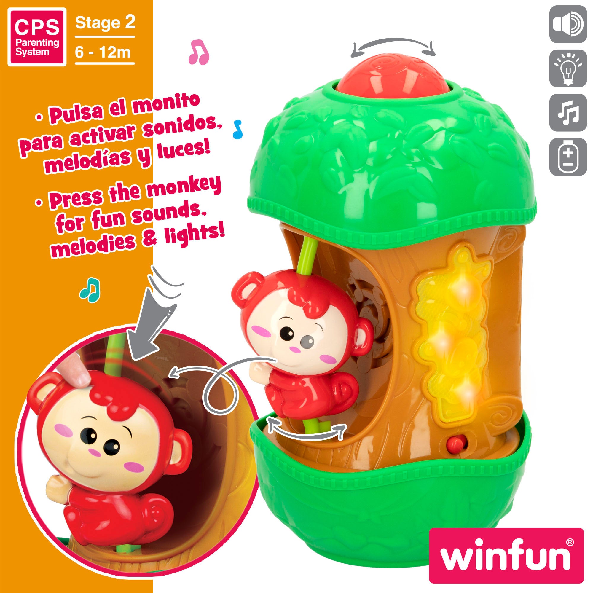 Jogo de atividades com macaco de brincar Winfun