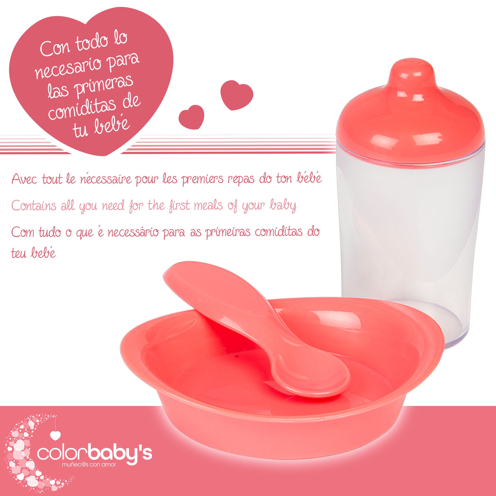 Berço para boneca e porta-bebé com acessórios Colorbaby's