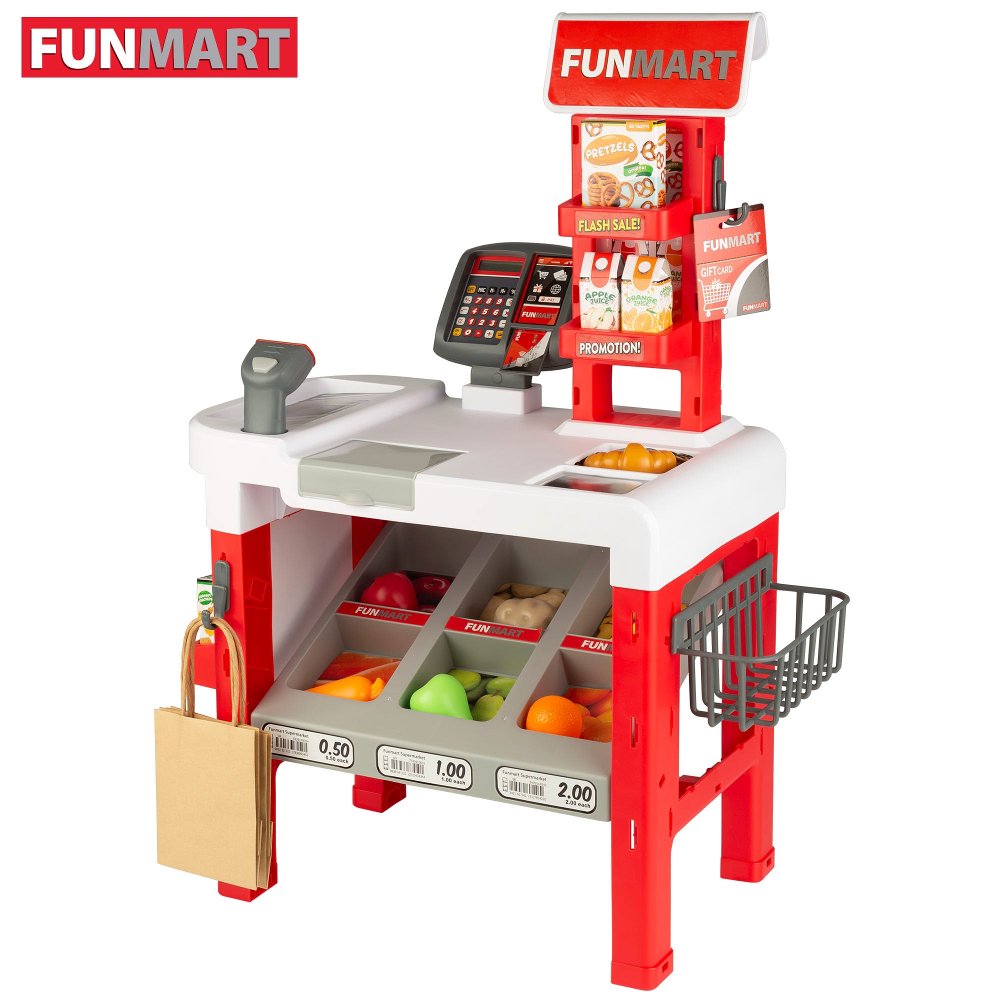 Supermercado de Brinquedo FUNMART com Acessórios, Luzes e Sons