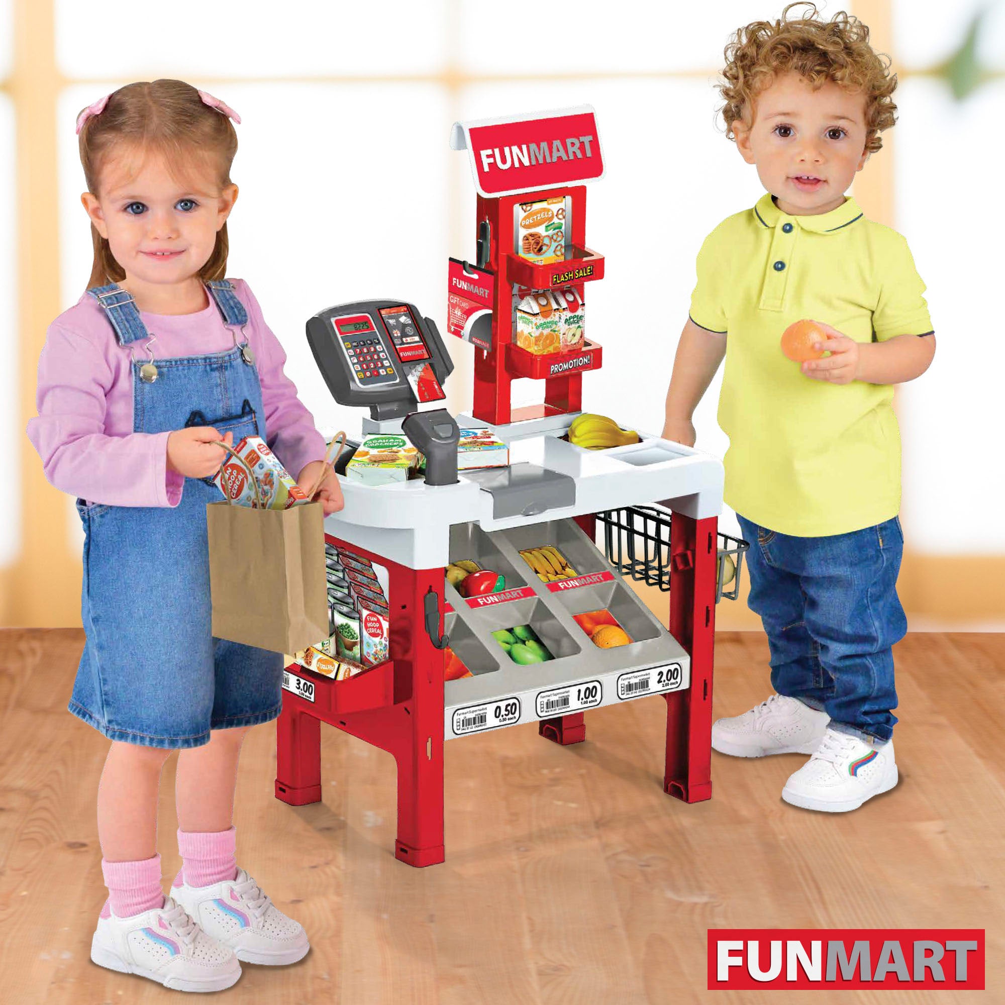 Supermercado de Brinquedo FUNMART com Acessórios, Luzes e Sons