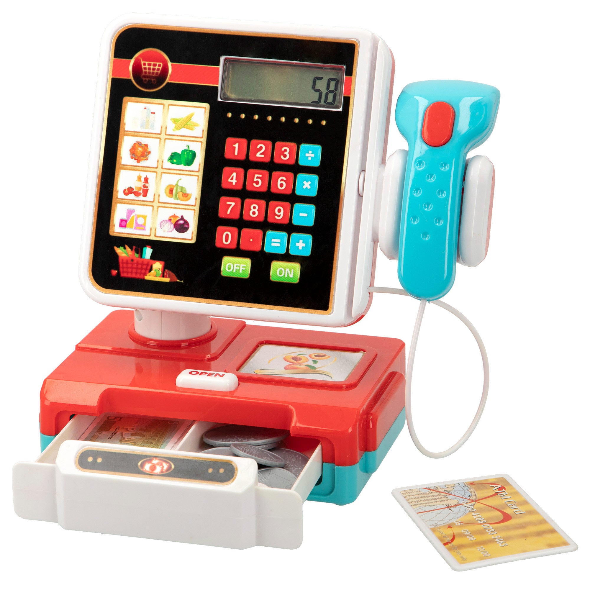 Caixa registadora My Market com luz, som e acessórios.