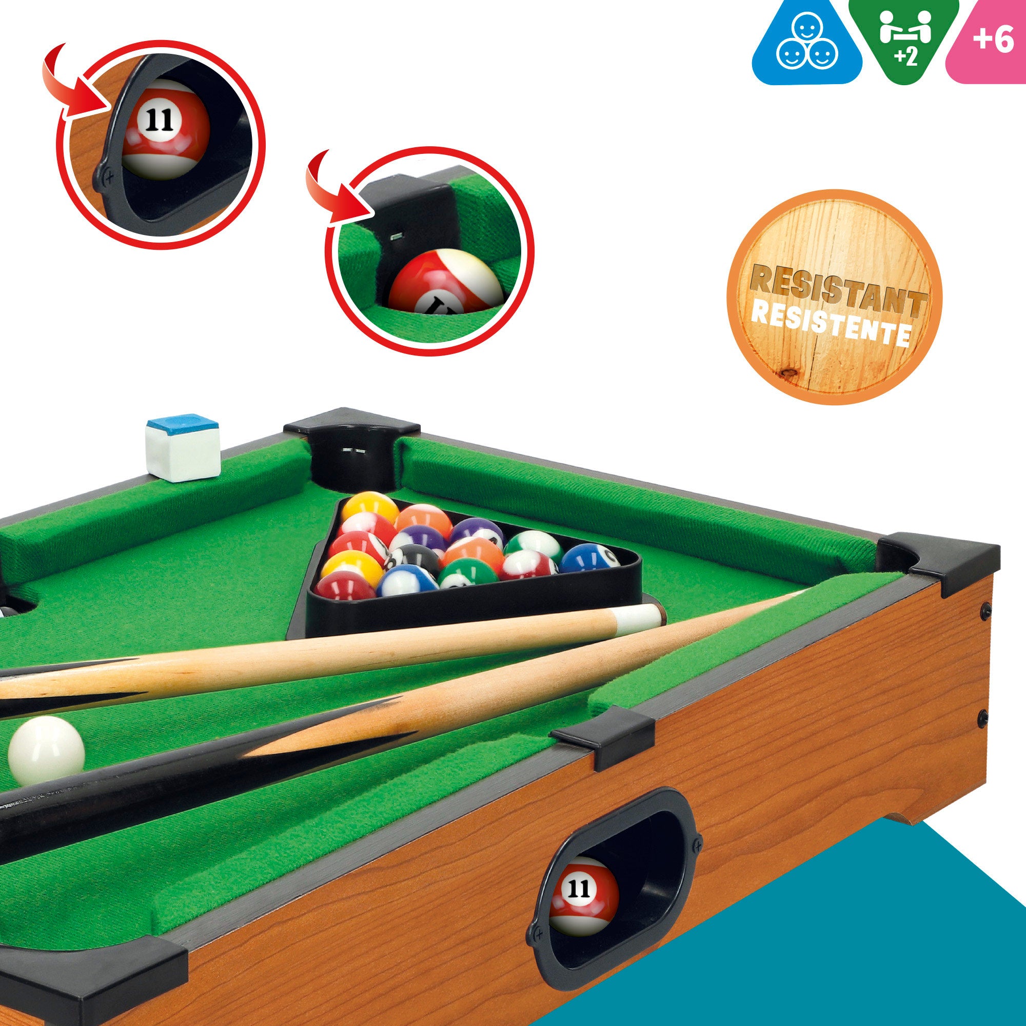 Mesa de bilhar em madeira CB Games, 51x31x9 cm