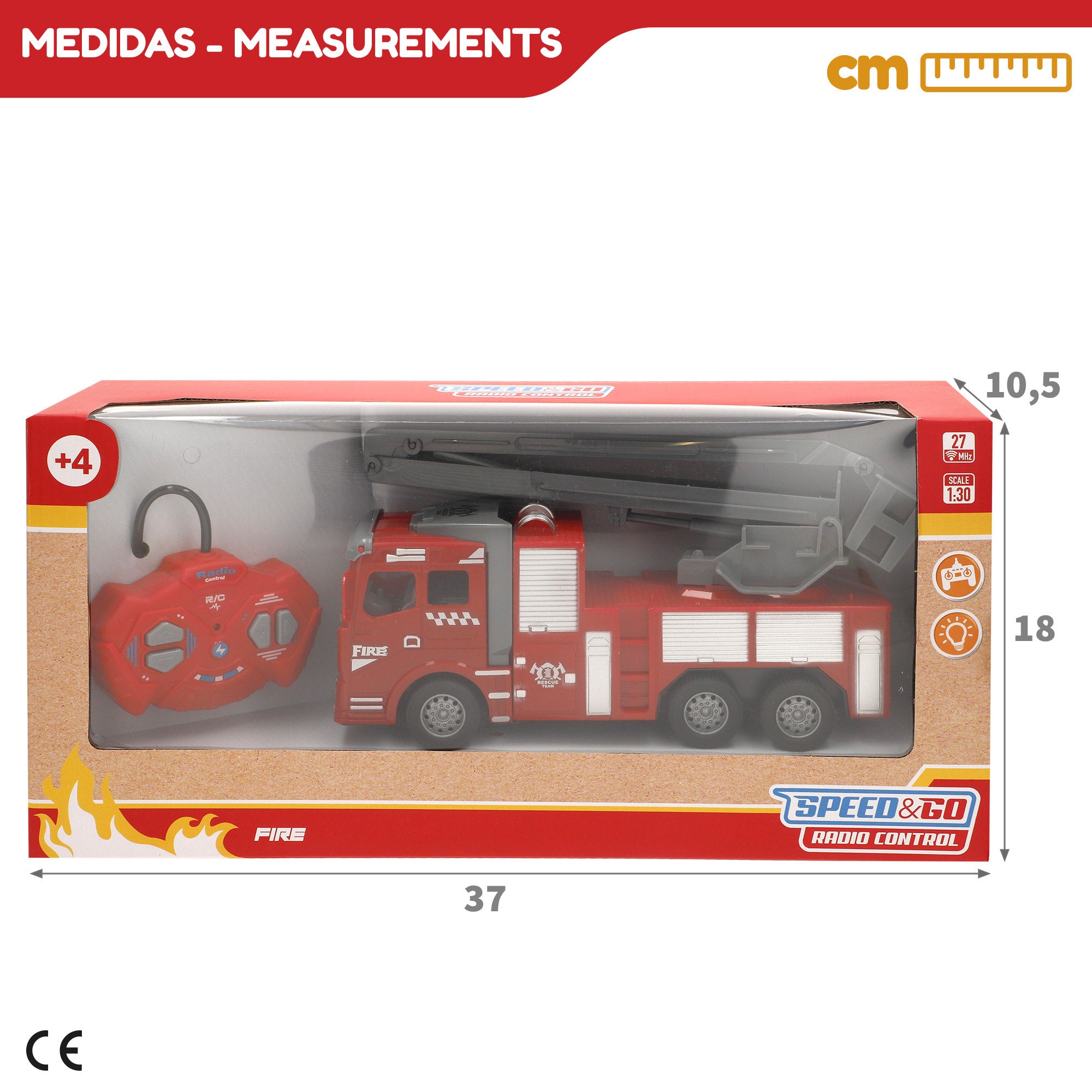 Camião de Bombeiros com Controlo Remoto 1:30 Speed&amp; Go