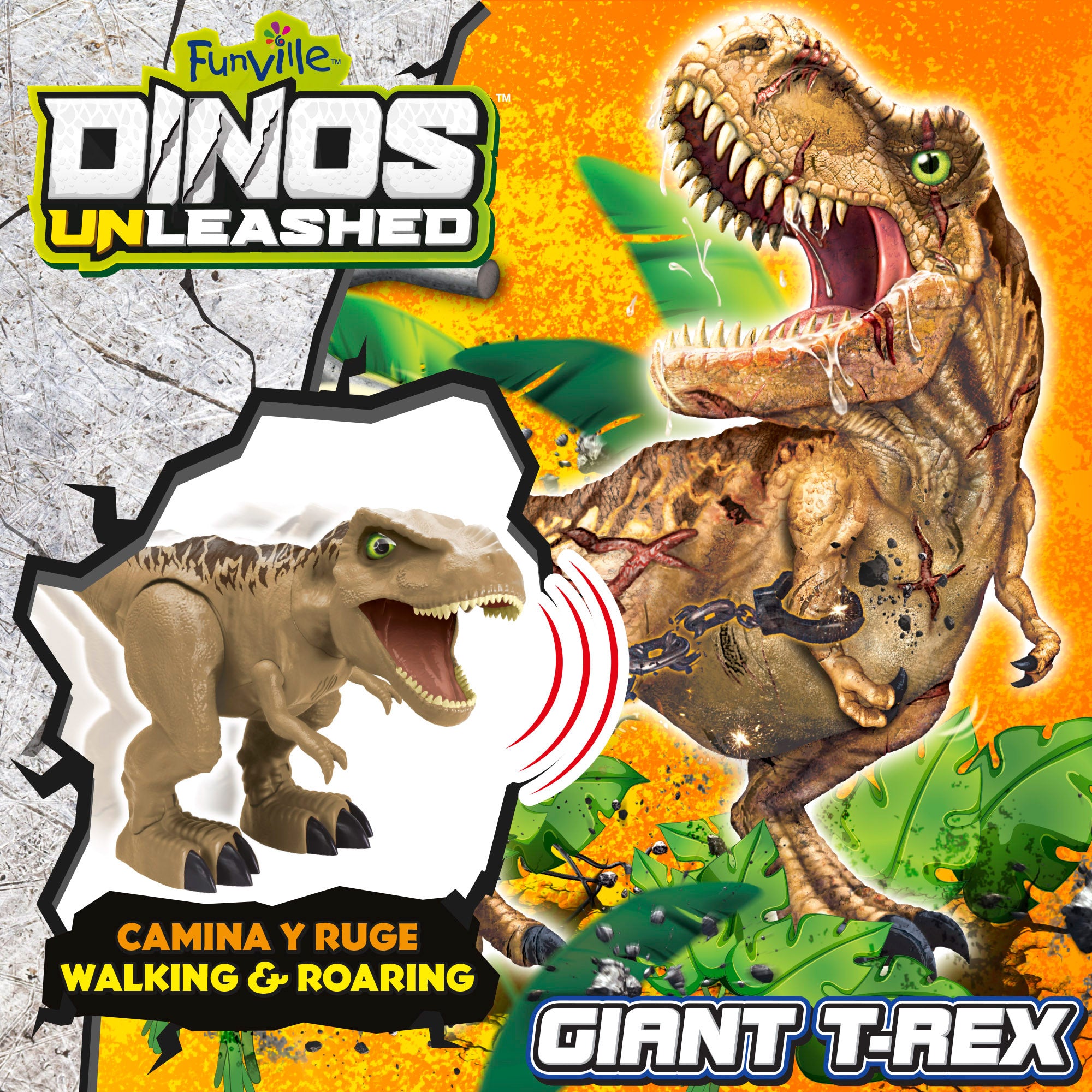 Dinossauro T-Rex interativo com movimentos e sons realistas - Dinos Unleashed