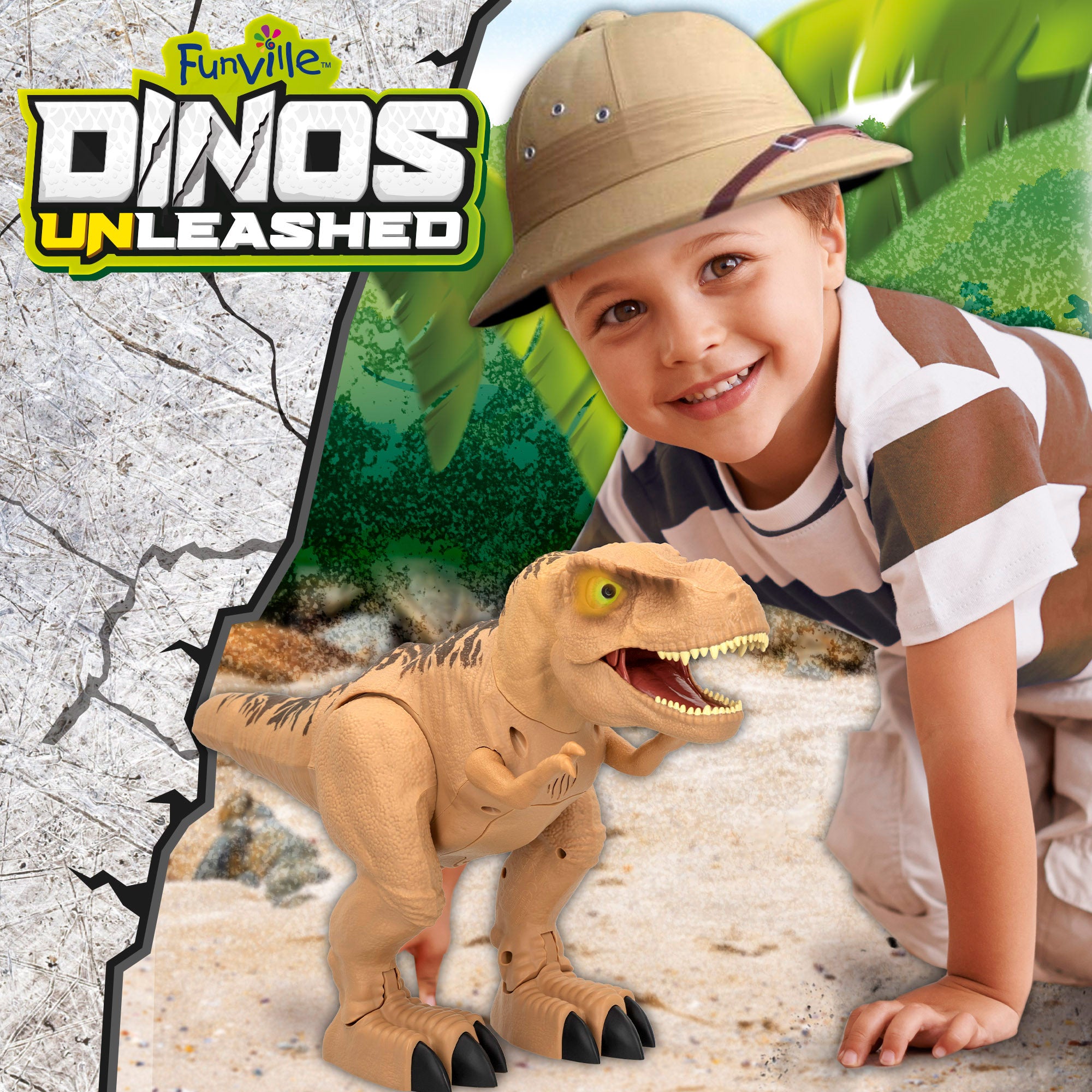 Dinossauro T-Rex interativo com movimentos e sons realistas - Dinos Unleashed