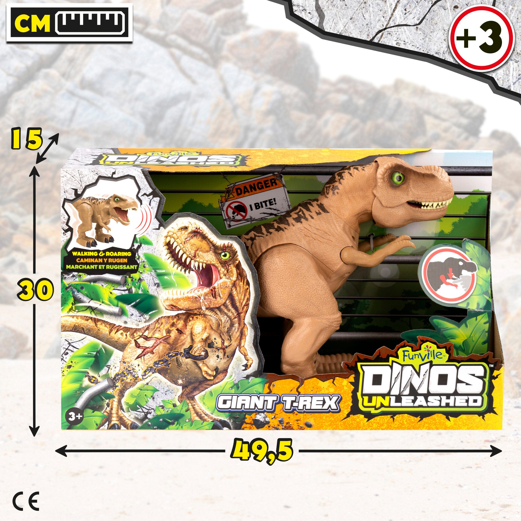 Dinossauro T-Rex interativo com movimentos e sons realistas - Dinos Unleashed