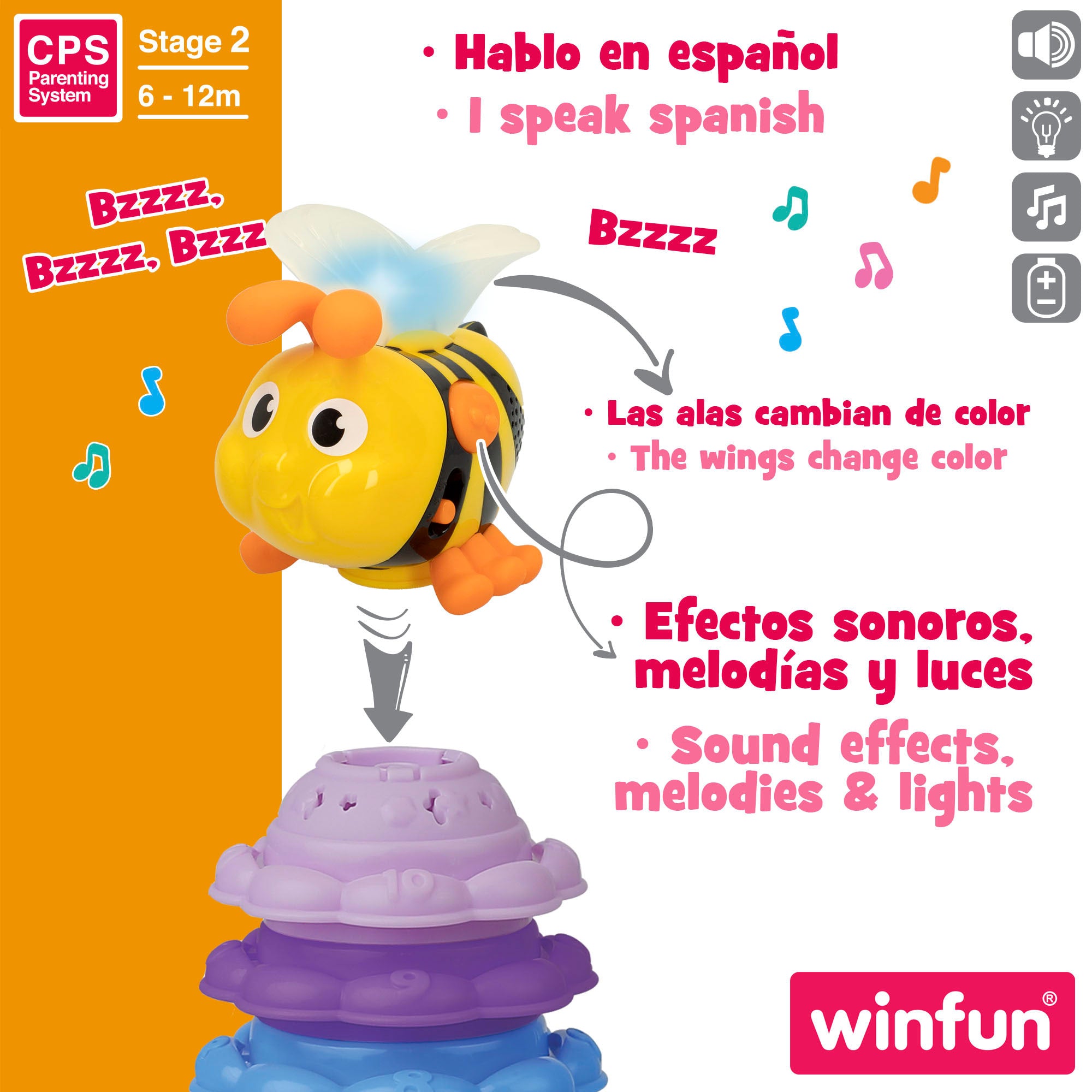 Torre de Empilhar Musical Winfun Abelha