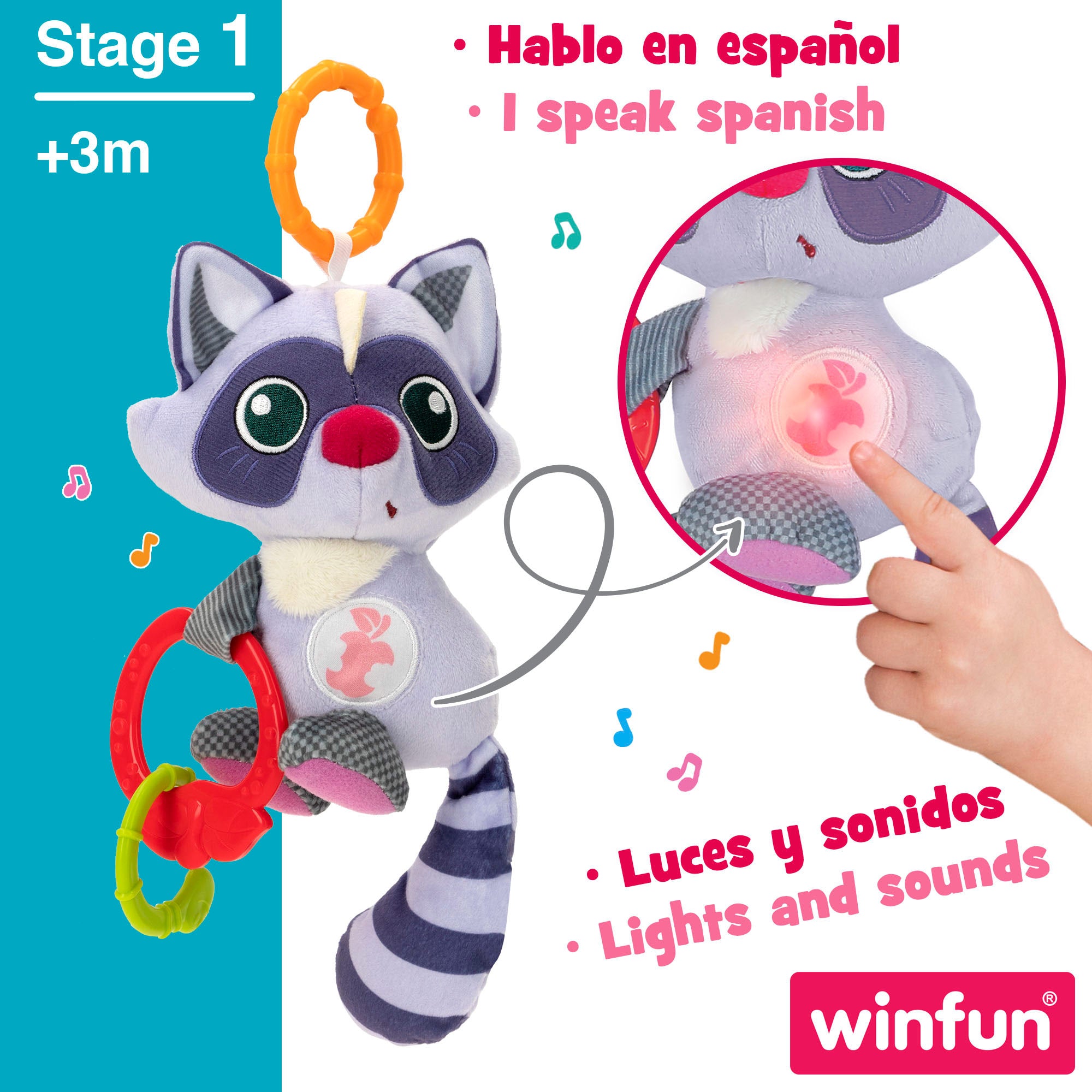 Chocalho de peluche Winfun guaxinim