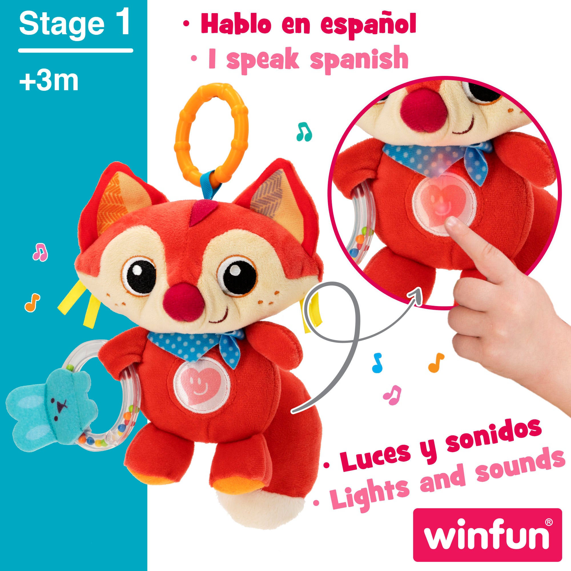 Chocalho de raposa de peluche Winfun