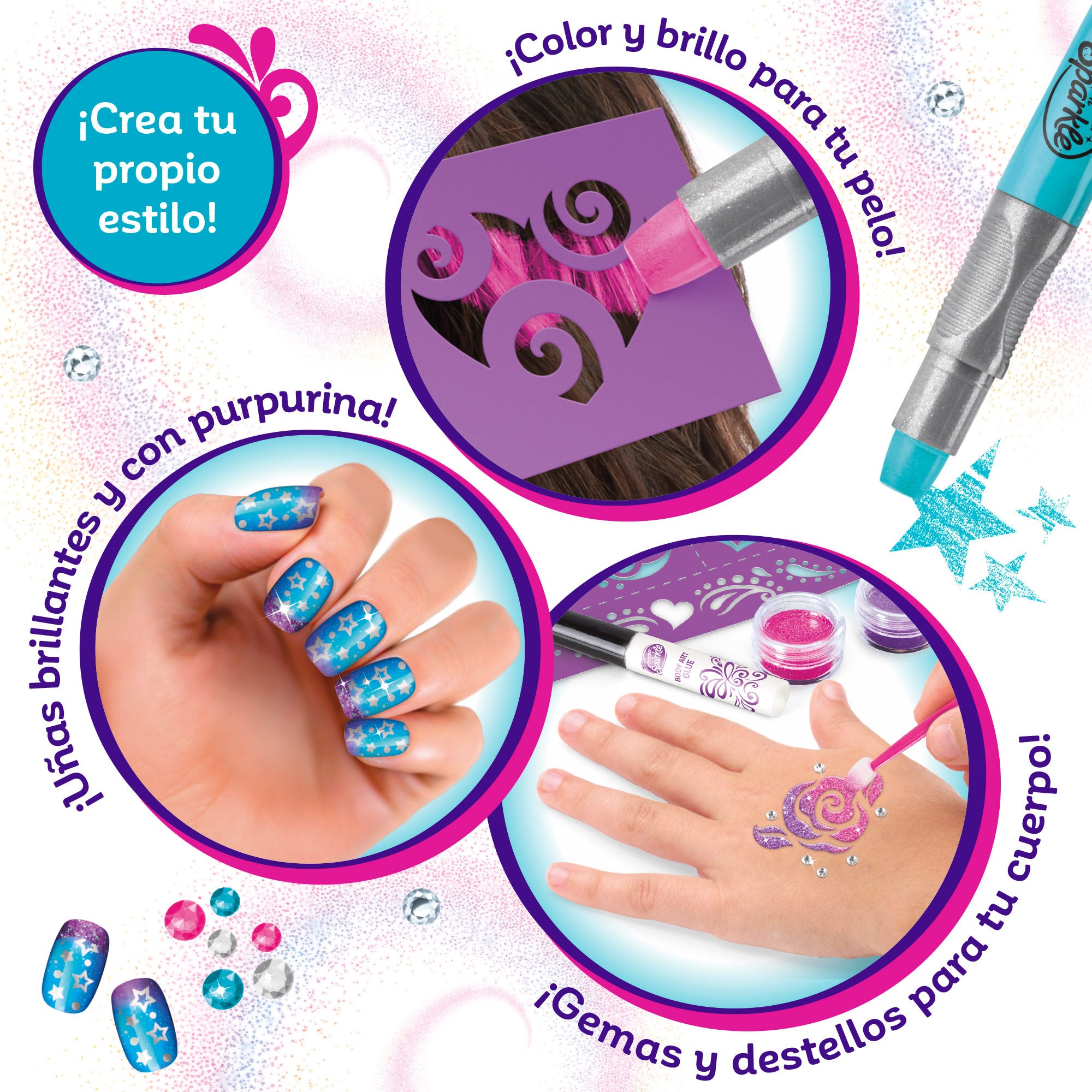 Conjunto de glitter Shimmer 'n Sparkle para unhas, corpo e cabelo.