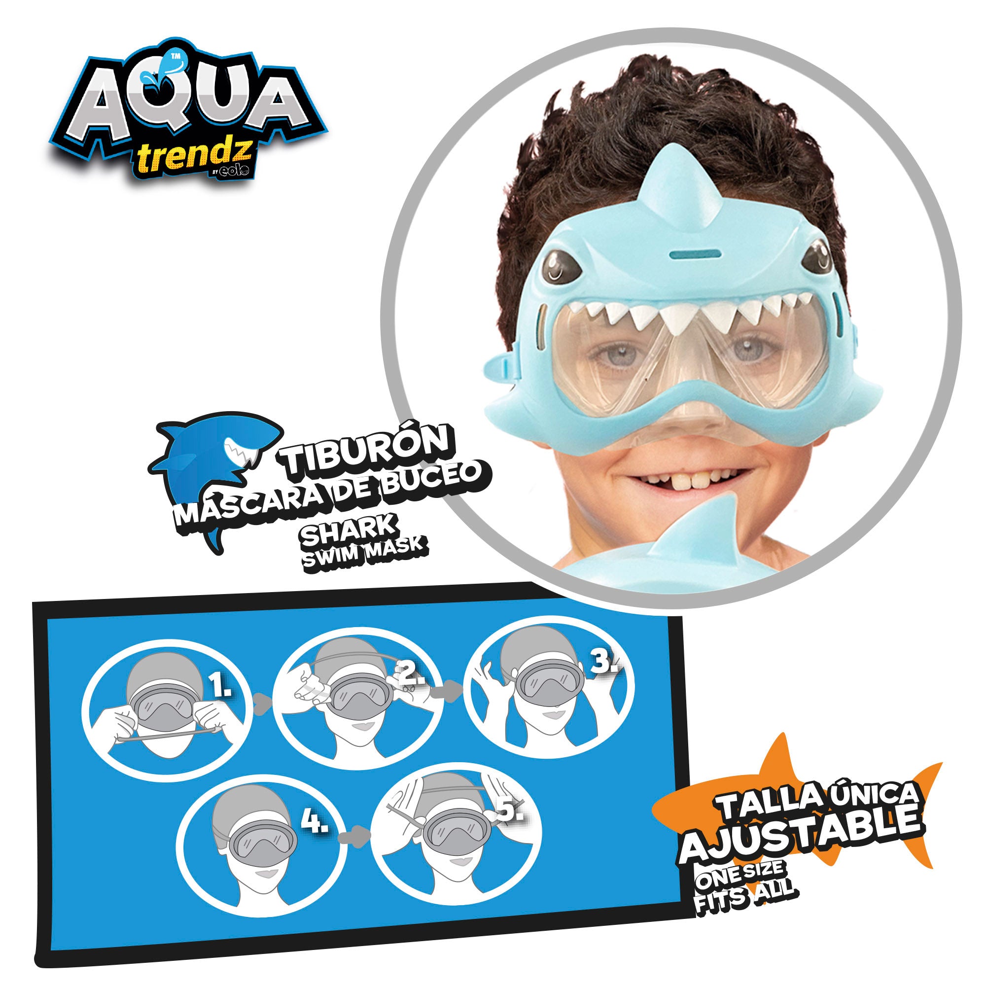 Máscara de mergulho Aqua Trenz Shark e lançador de água