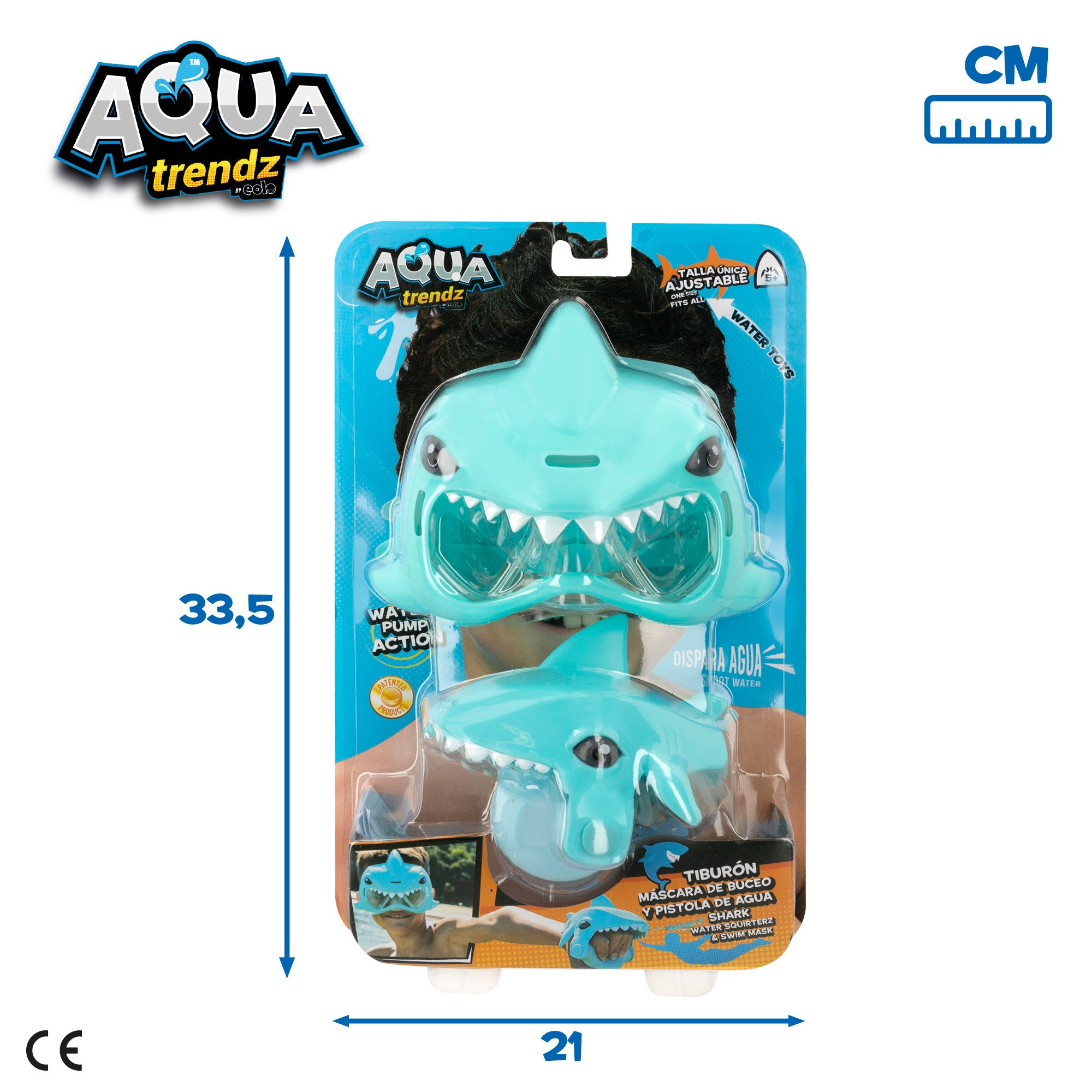 Máscara de mergulho Aqua Trenz Shark e lançador de água