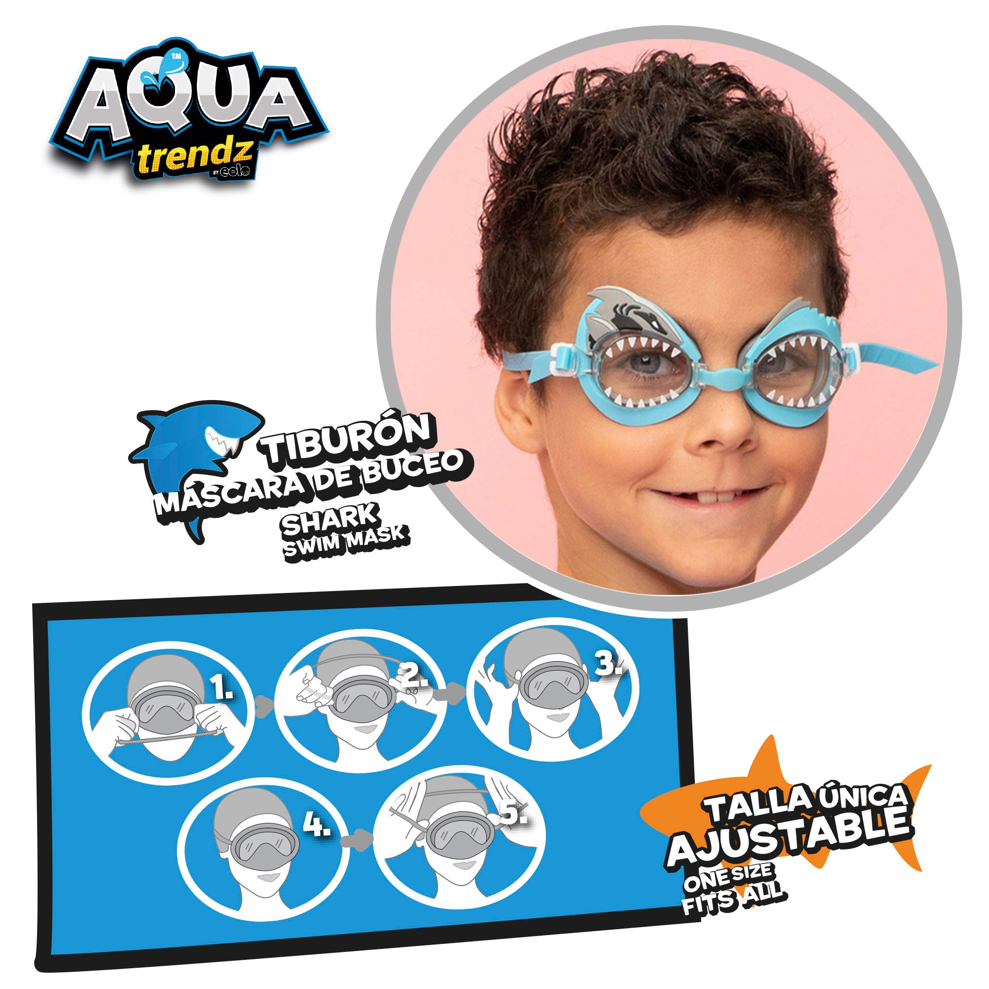 Óculos de mergulho em forma de tubarão da Aqua Trendz e lançador de água