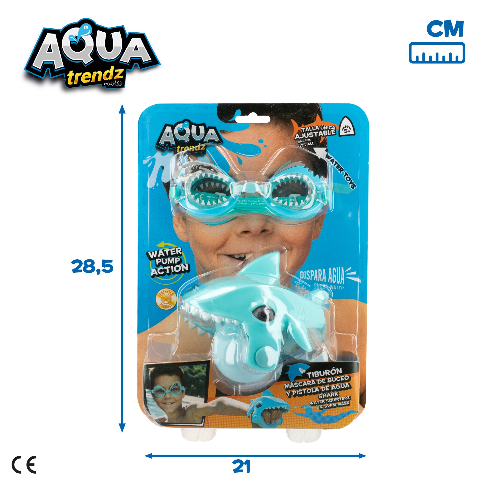 Óculos de mergulho em forma de tubarão da Aqua Trendz e lançador de água