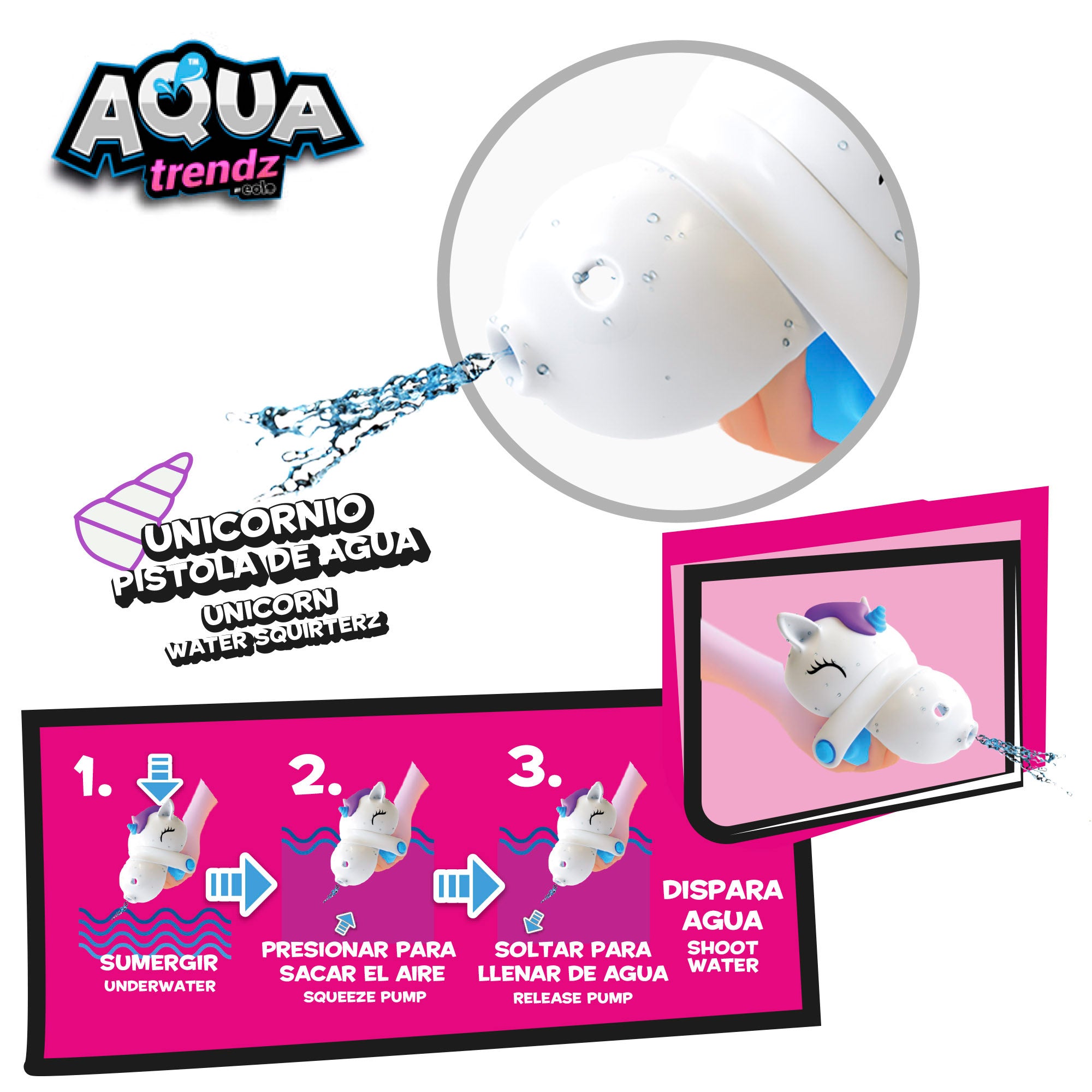 Óculos de mergulho em forma de unicórnio da Aqua Trendz e lançador de água