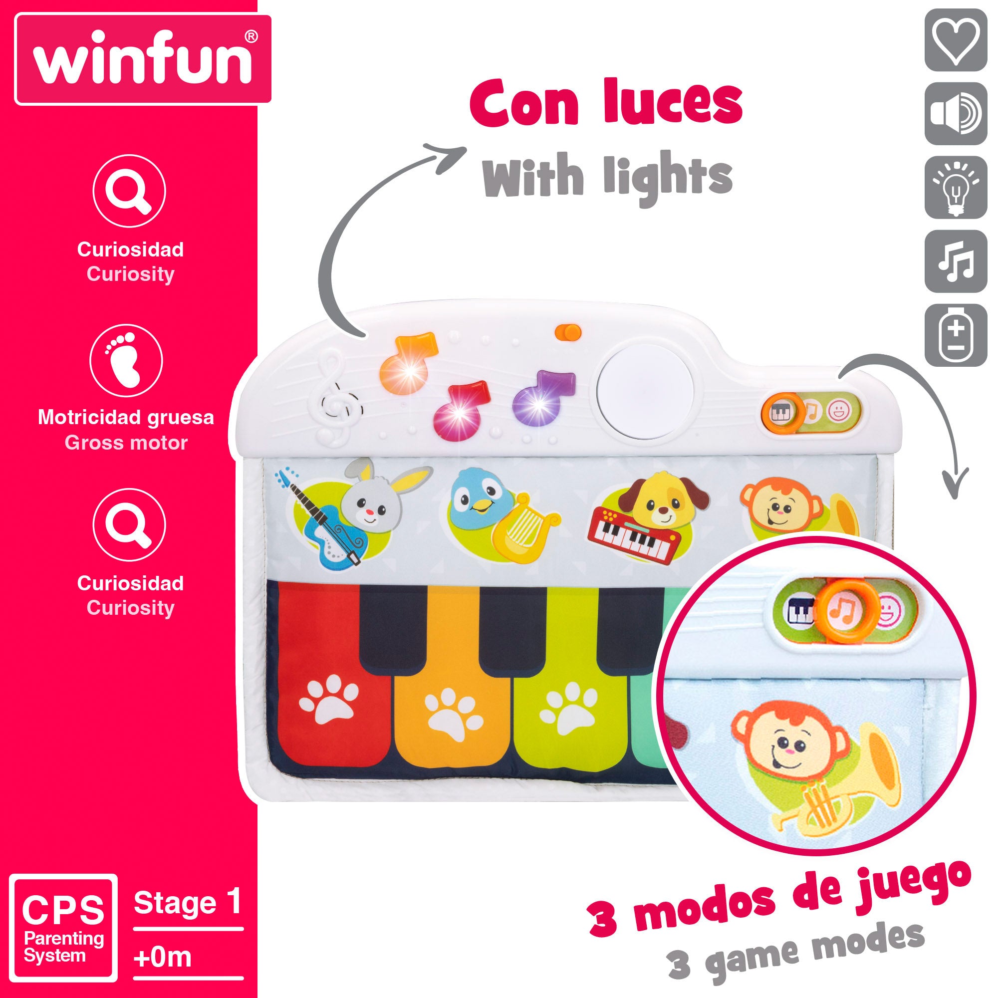 Winfun Piano para bebés c/luz e som