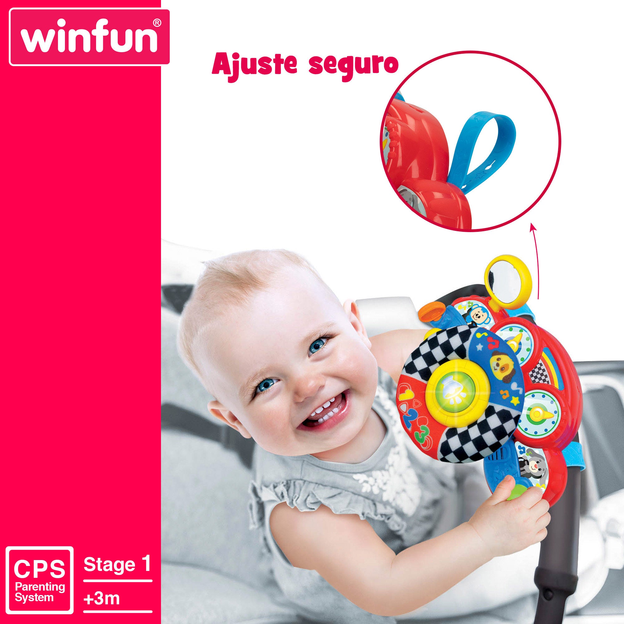 Volante de carrinho de bebé 2 em 1 Winfun com luz e som