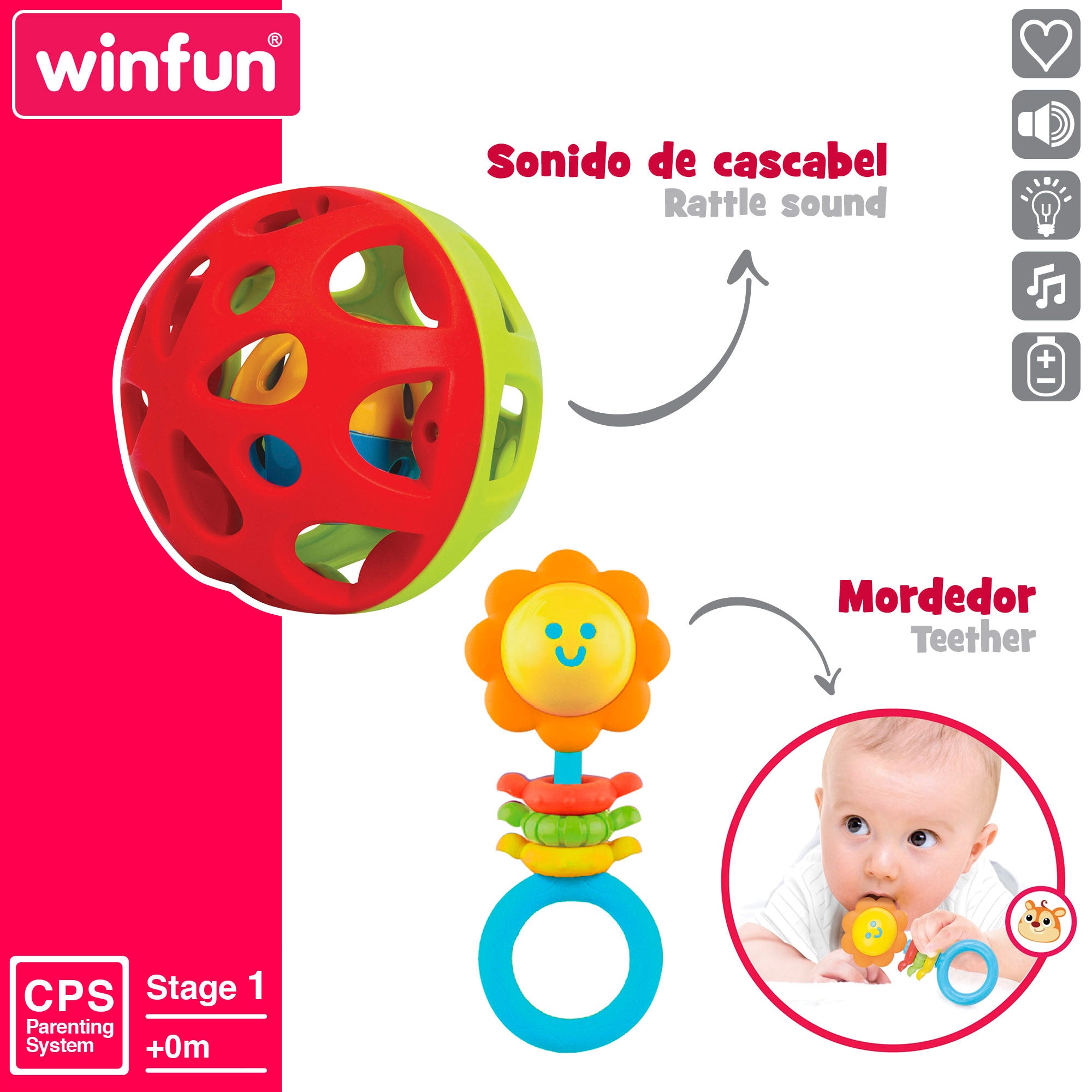 Conjunto Winfun com 4 brinquedos para bebé