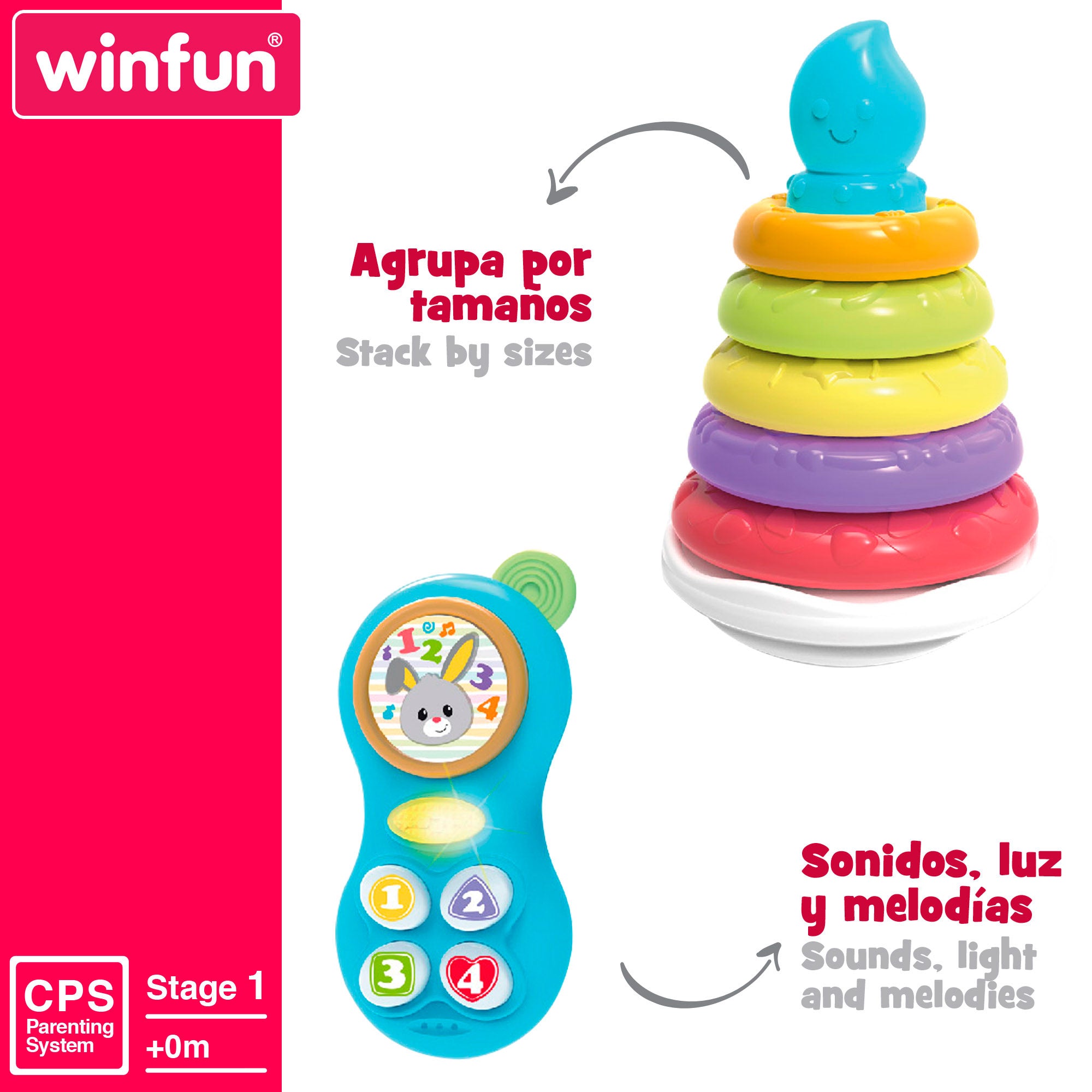 Conjunto Winfun com 4 brinquedos para bebé