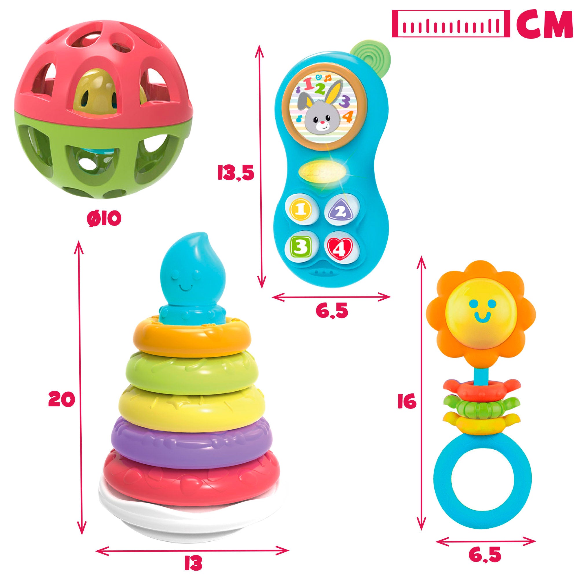 Conjunto Winfun com 4 brinquedos para bebé