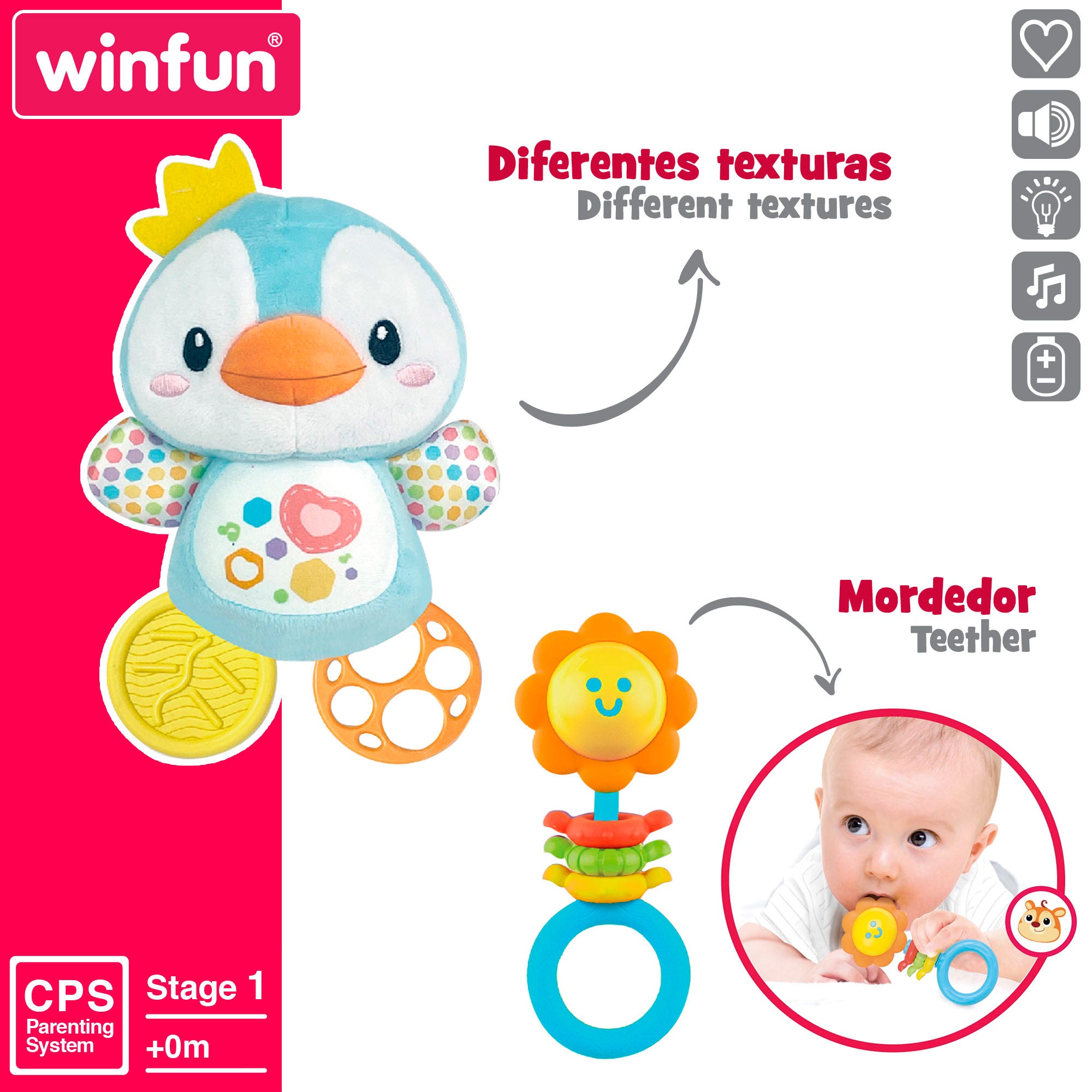 Conjunto de acessórios para bebé Winfun com luz e som.