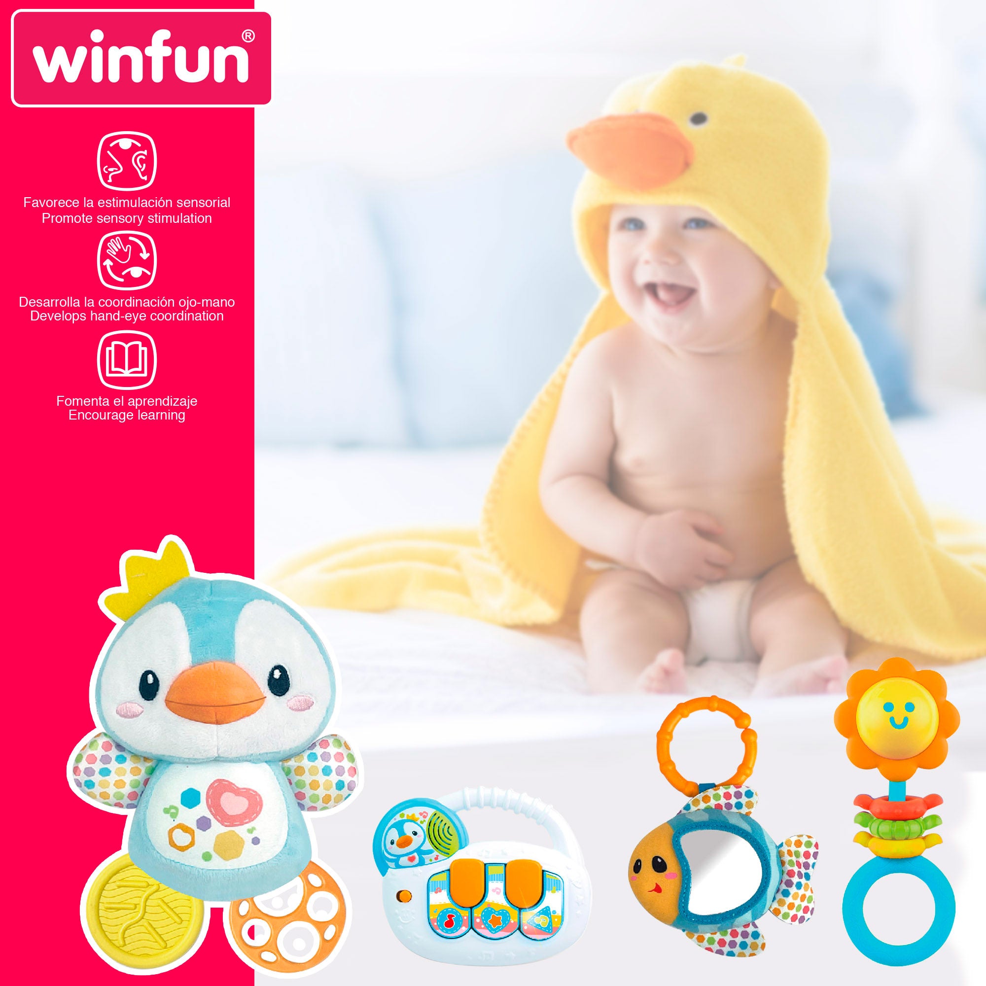 Conjunto de acessórios para bebé Winfun com luz e som.