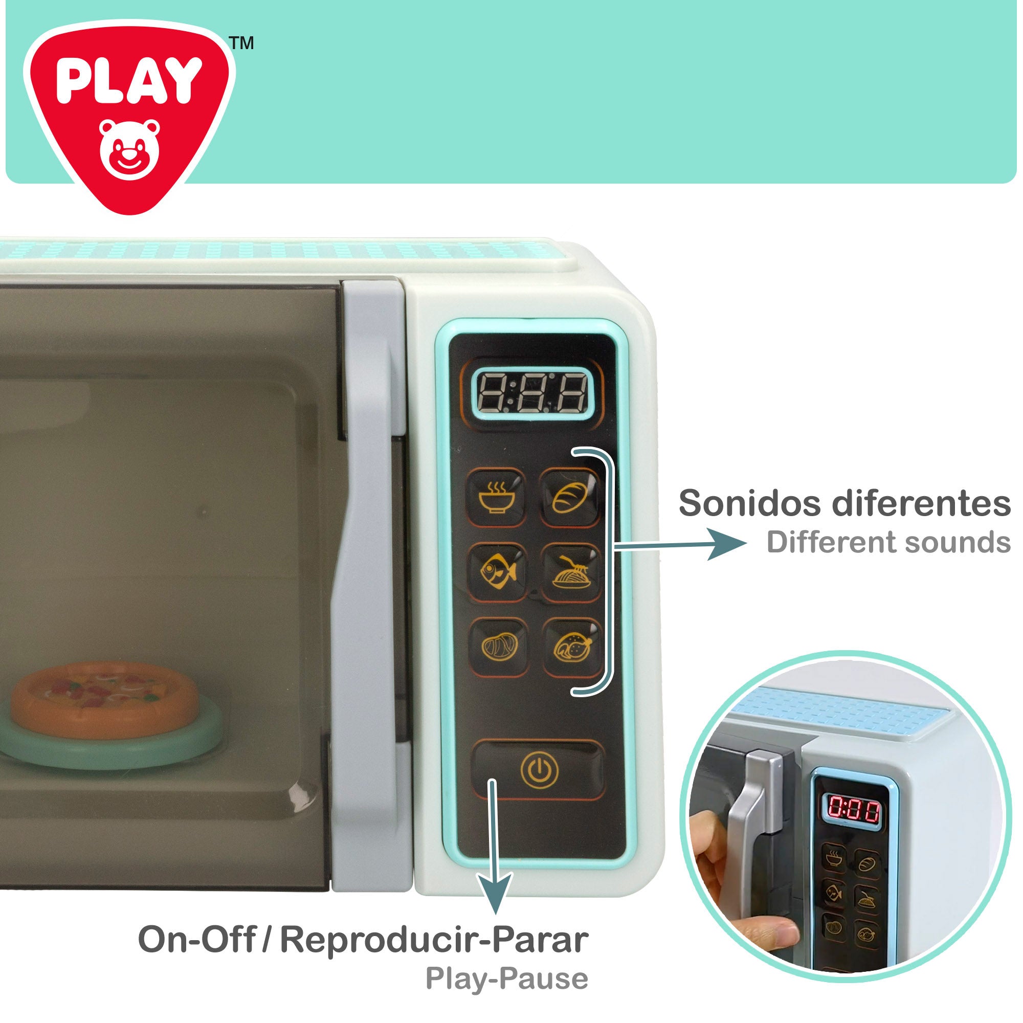Micro-ondas de brinquedo PLAY com luz e som.