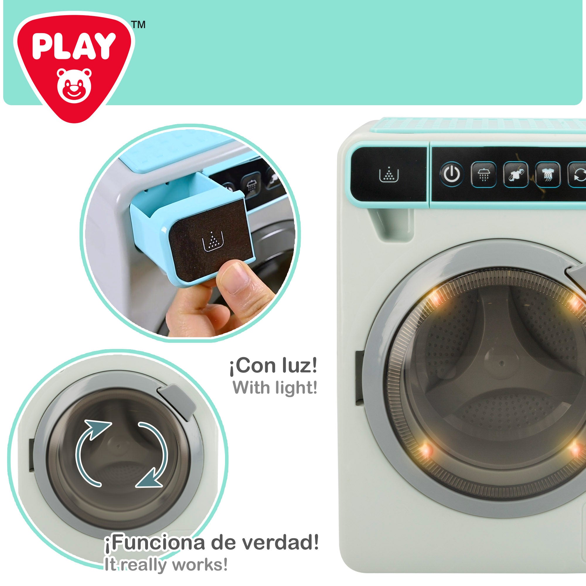 Máquina de lavar roupa PLAY com luz e som.