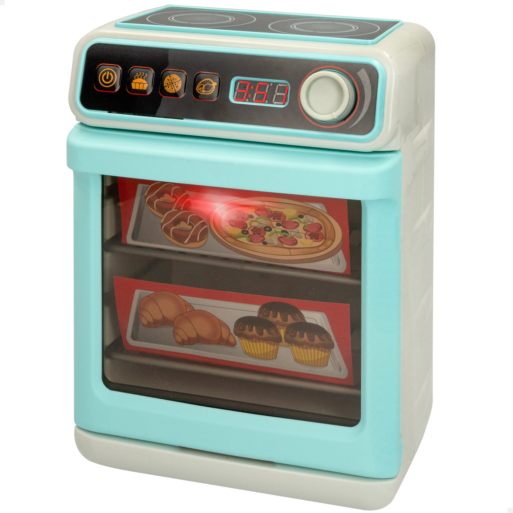 Mini forno de brinquedo PLAY com placa vitrocerâmica, luz e som.
