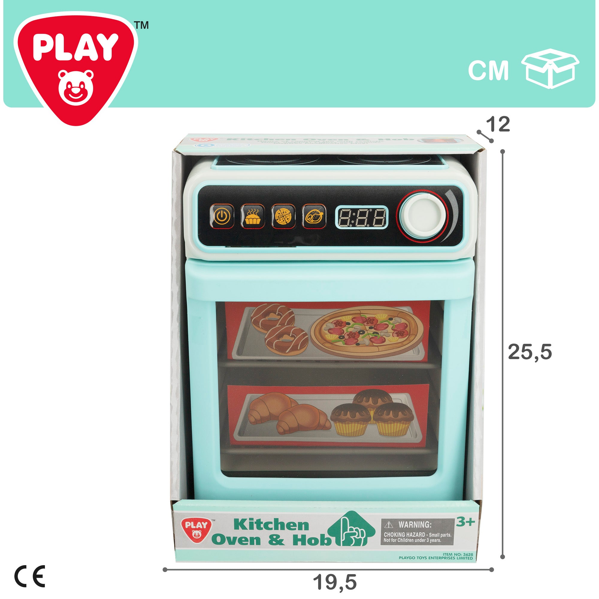 Mini forno de brinquedo PLAY com placa vitrocerâmica, luz e som.