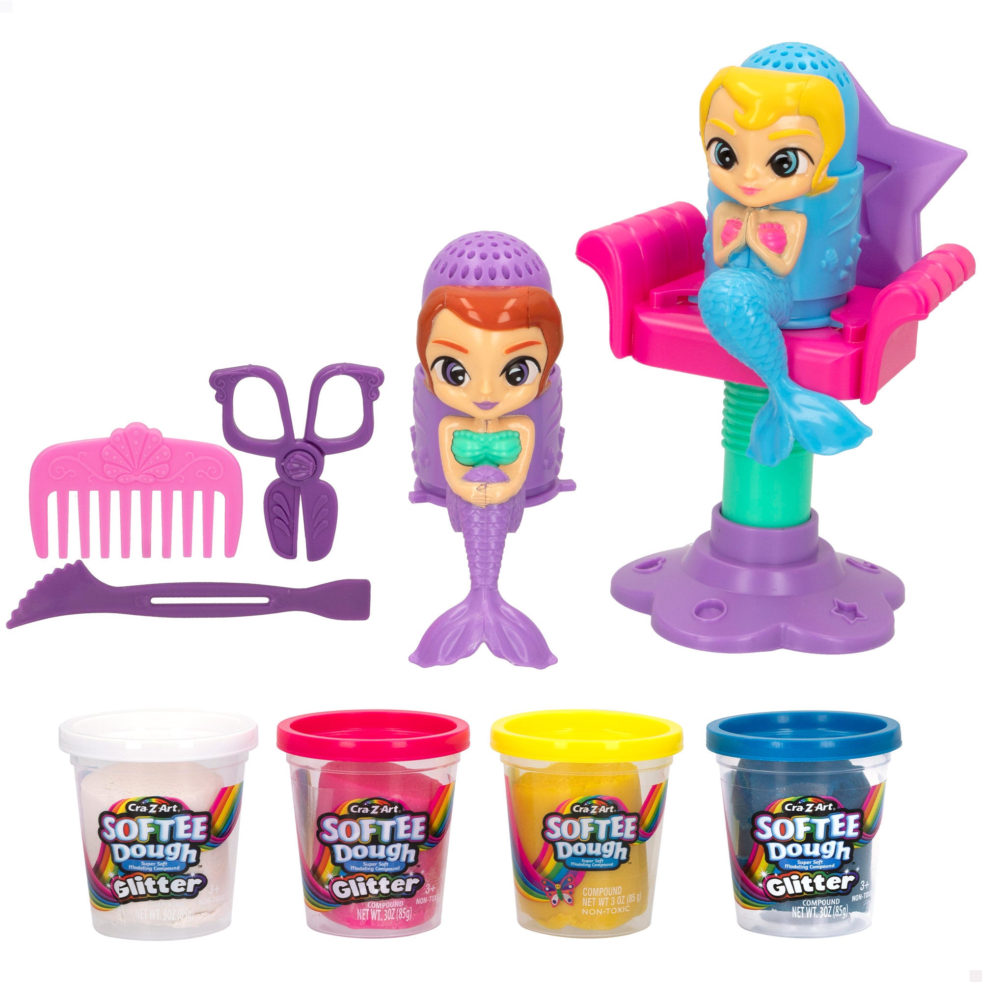 Conjunto de plasticina de modelar Softee Dough Sereia com Glitter