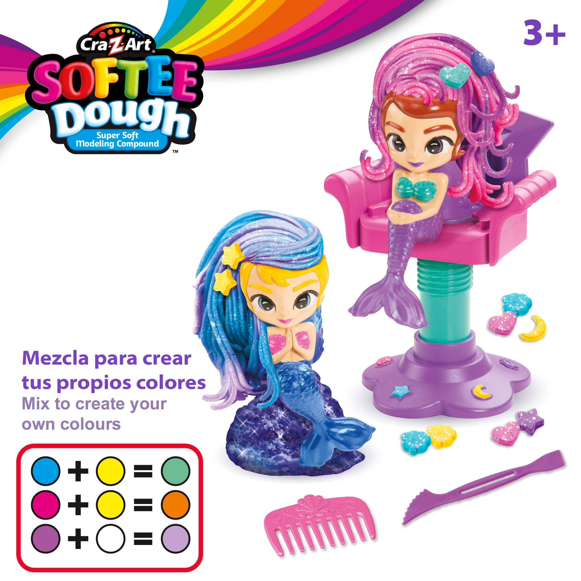 Conjunto de plasticina de modelar Softee Dough Sereia com Glitter