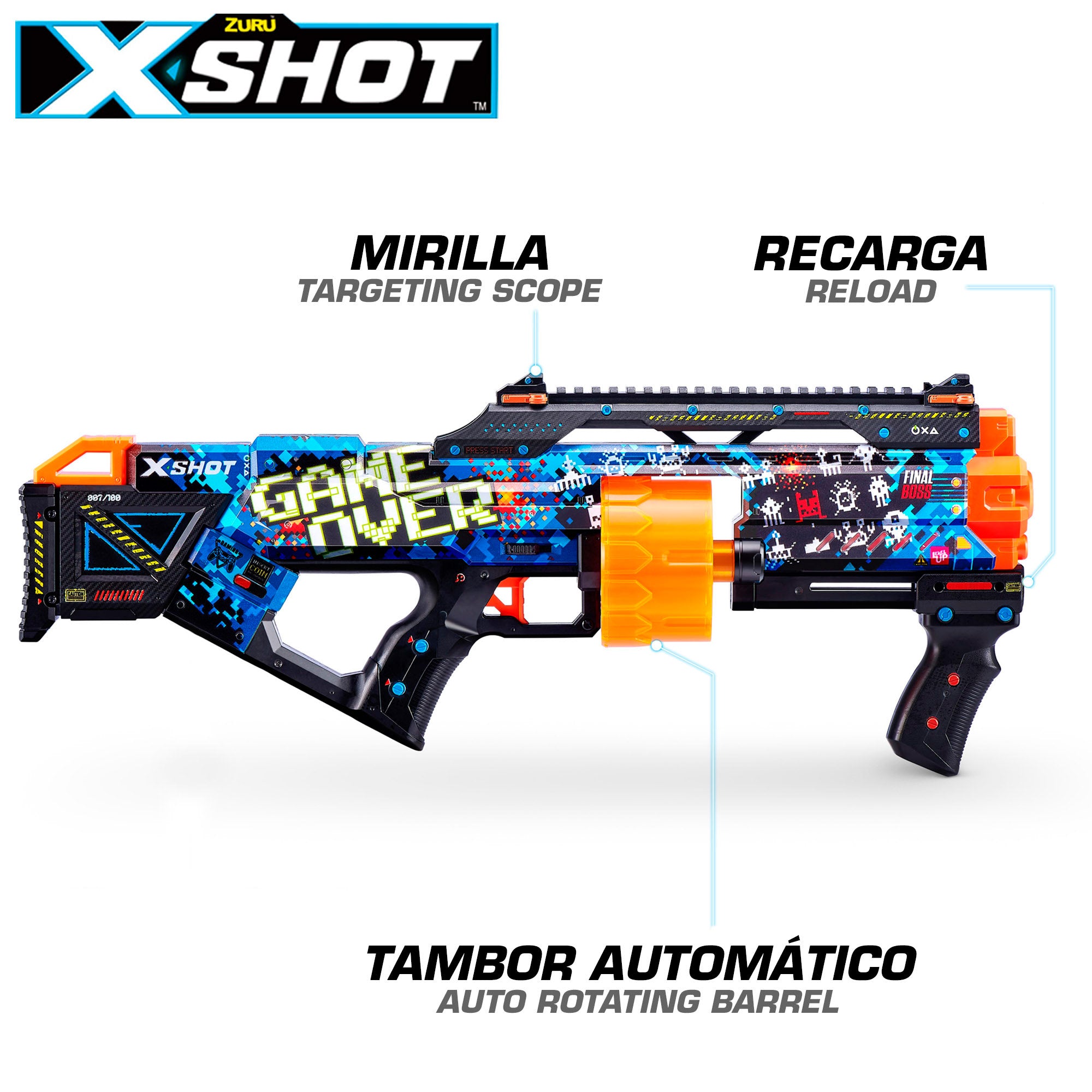 Pistola de brinquedo X-Shot Skins com 16 dardos de espuma