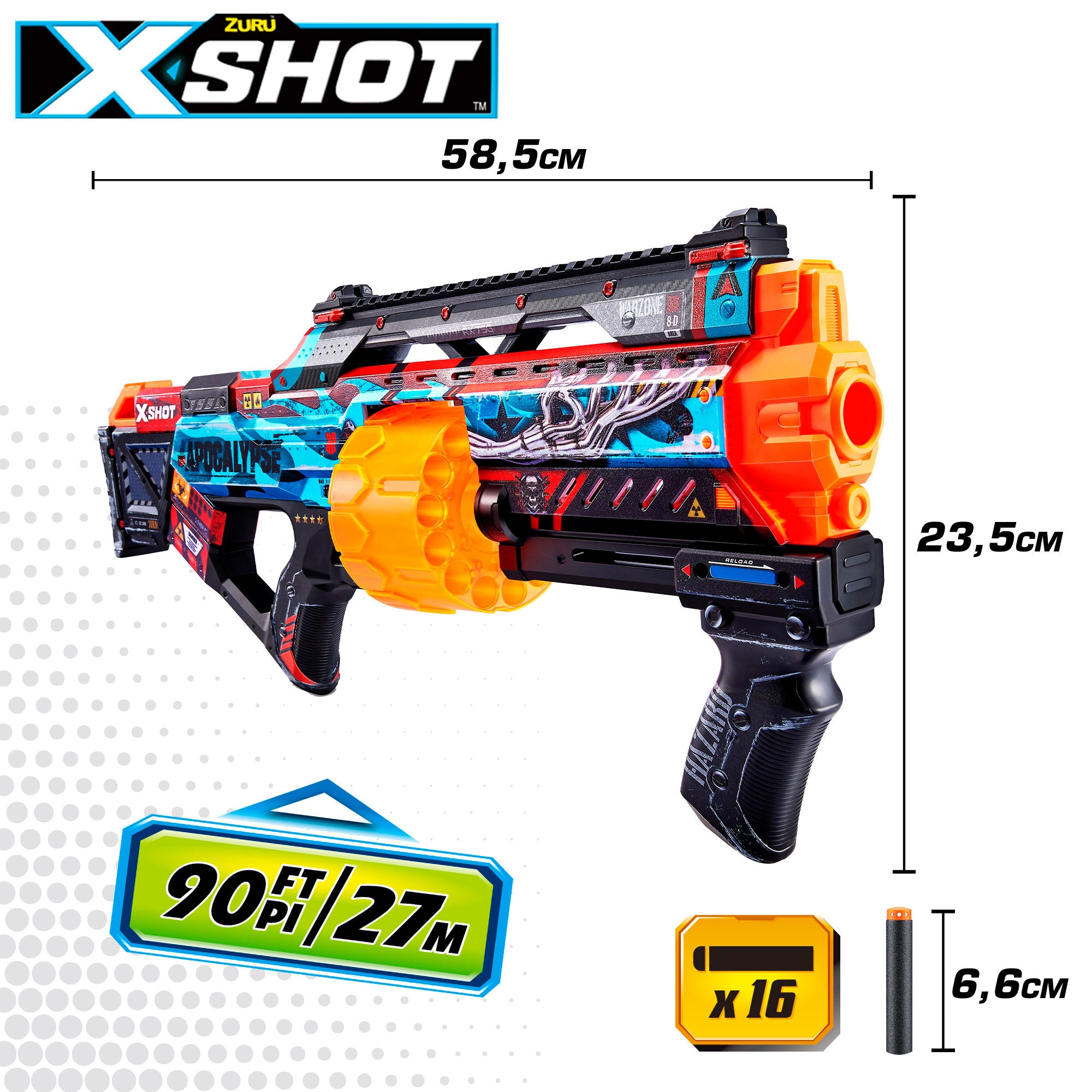 Pistola de brinquedo X-Shot Skins com 16 dardos de espuma