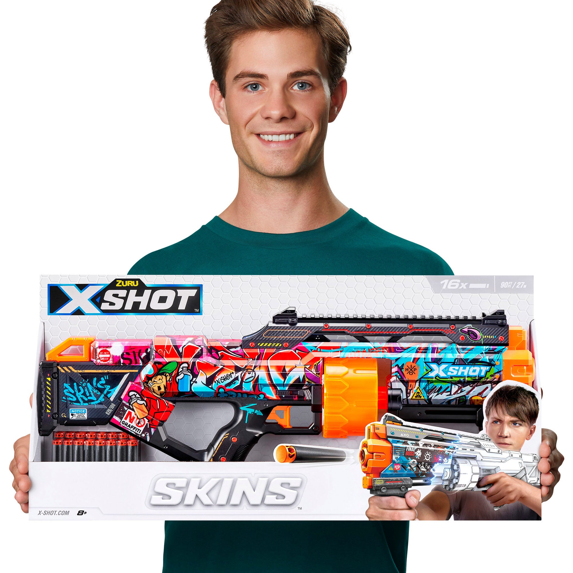 Pistola de brinquedo X-Shot Skins com 16 dardos de espuma